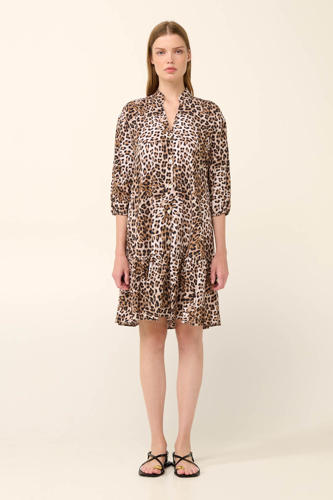 Καλοκαιρινό Λεοπάρ Κουμπωτό Φόρεμα από Ποπλίνα
