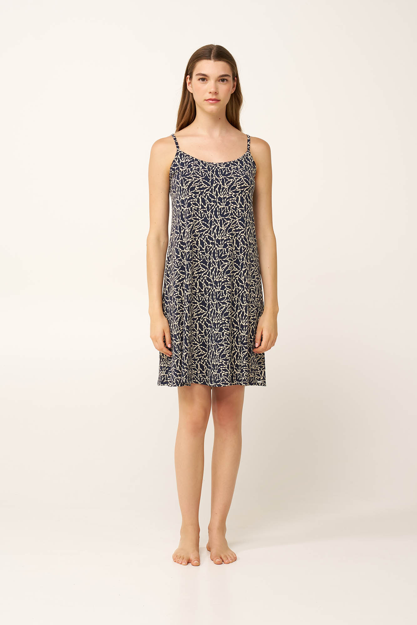 Φλοράλ Micromodal Νυχτικό με Τιράντες