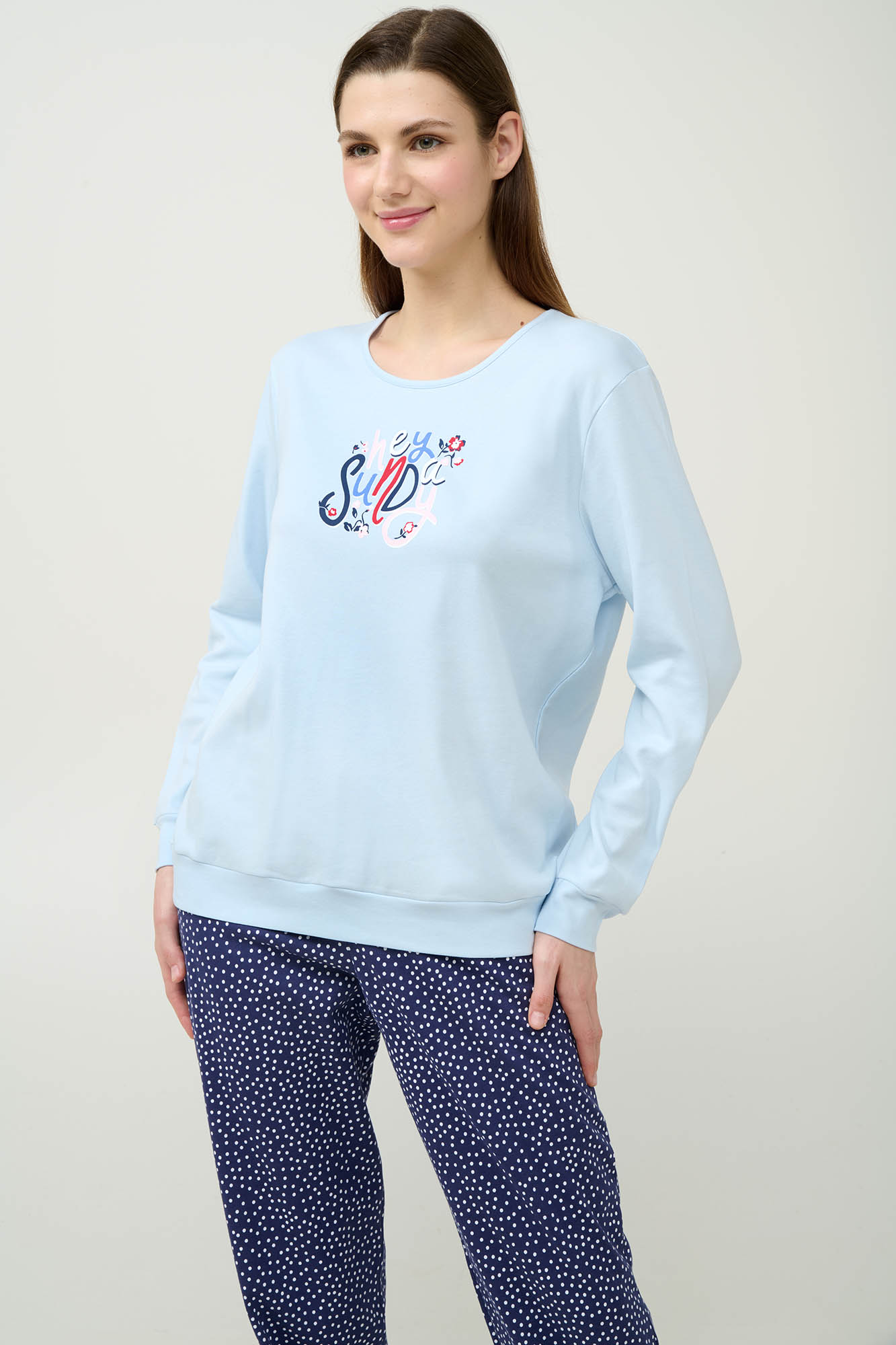 Γυναικεία Βαμβακερή Πυτζάμα με Μανσέτες