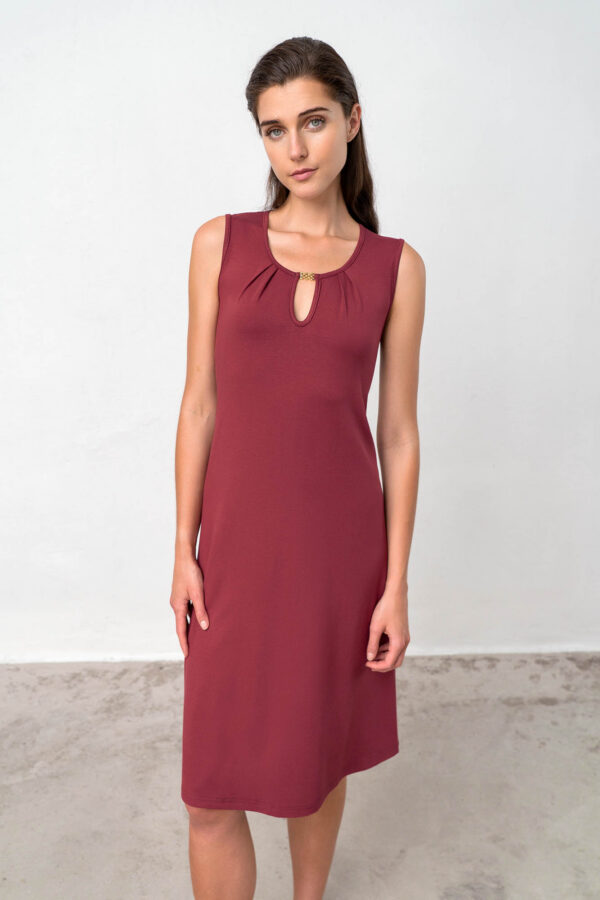 Μονόχρωμο Αμάνικο Φόρεμα