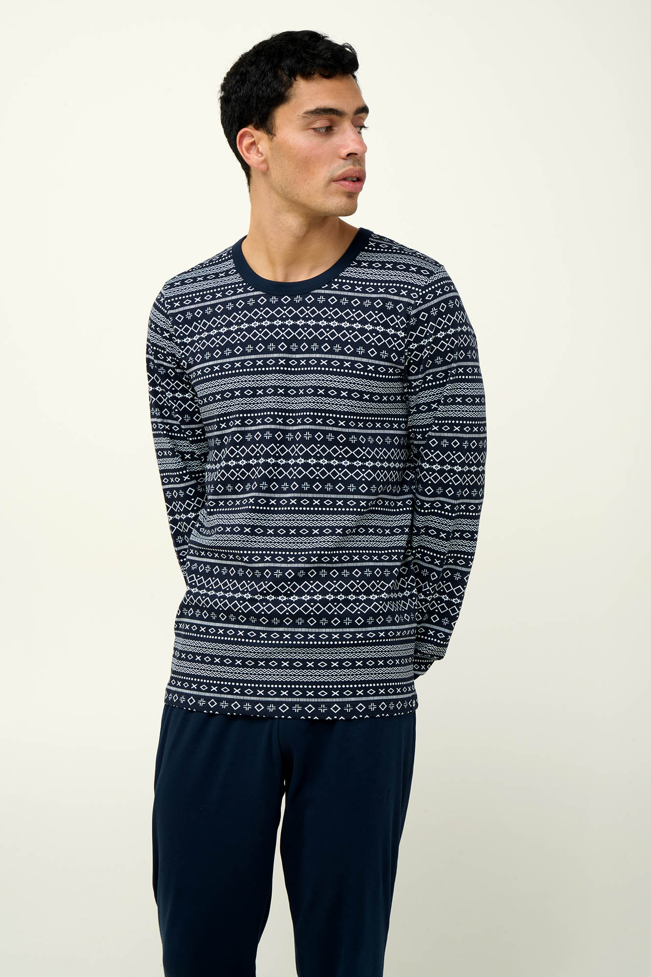 Ανδιρκή Βαμβακερή Πυτζάμα με Μανσέτες