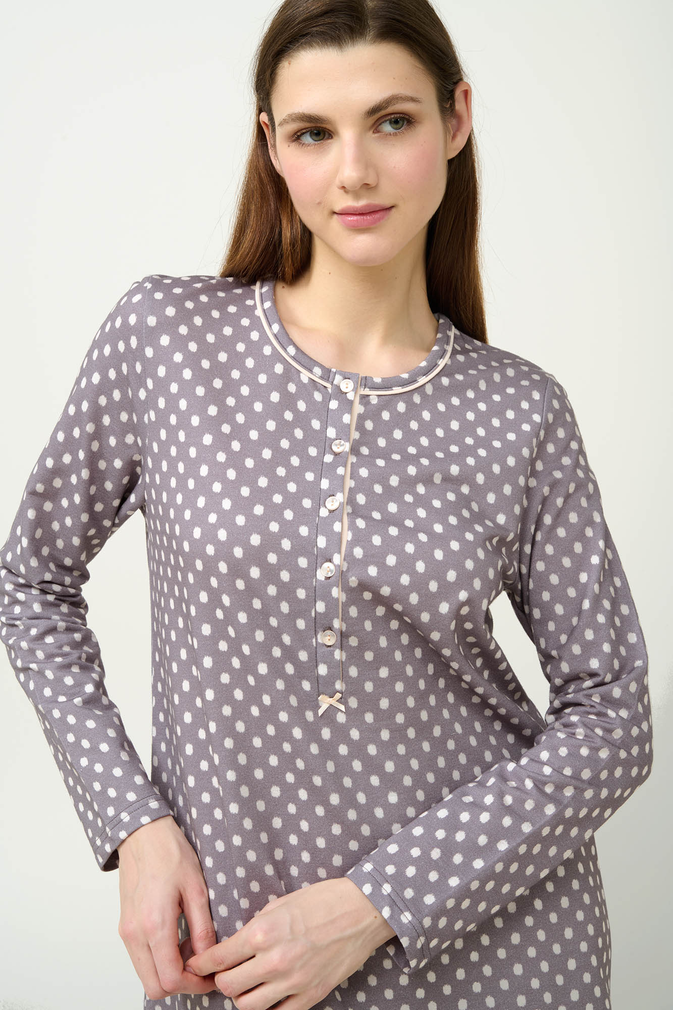 Πουά Φούτερ Νυχτικό με Πατιλέτα