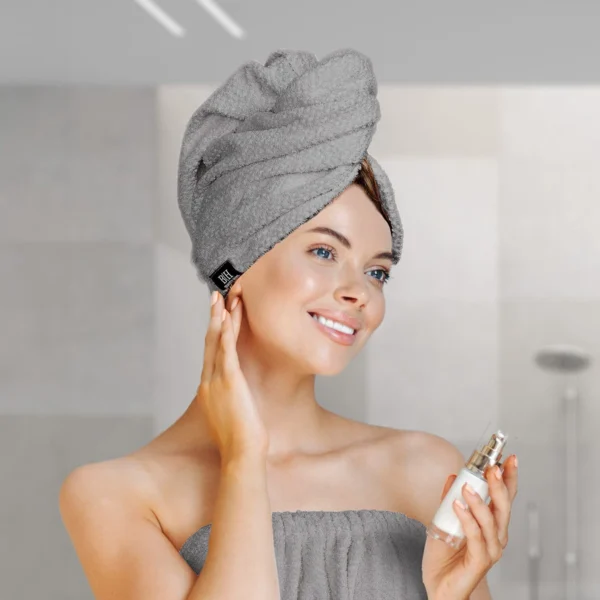 3406 Beauty Home Πετσέτα μαλλιών Turban Art 3406 Γκρι