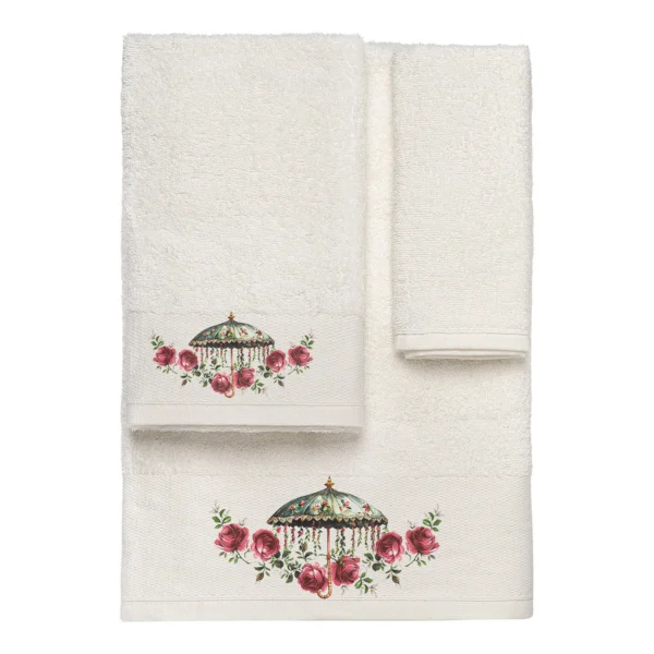 3550 Beauty Home Σετ πετσέτες 3τμχ με εκτύπωση Art 3550 (30x50+50x90+70x140) Εκρού