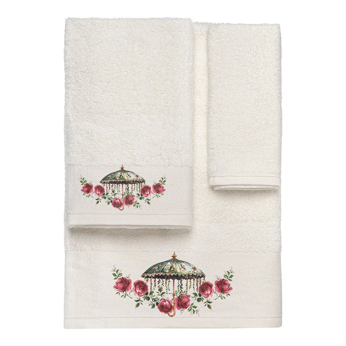 3550 Beauty Home Σετ πετσέτες 3τμχ με εκτύπωση Art 3550 (30x50+50x90+70x140) Εκρού