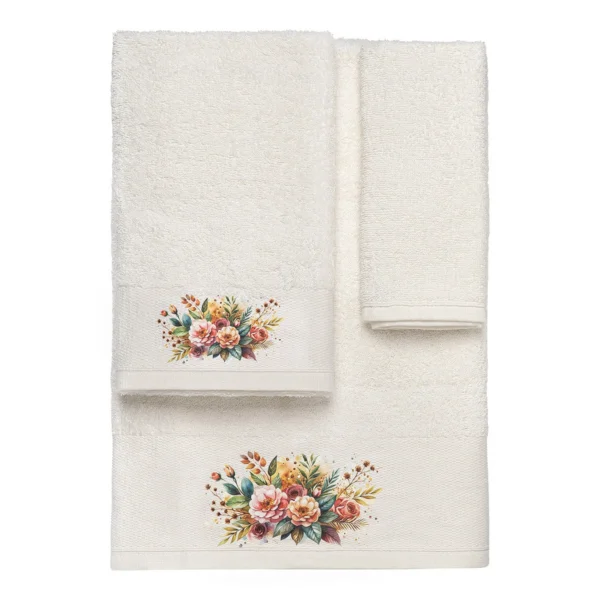 3551 Beauty Home Σετ πετσέτες 3τμχ με εκτύπωση Art 3551 (30x50+50x90+70x140) Εκρού