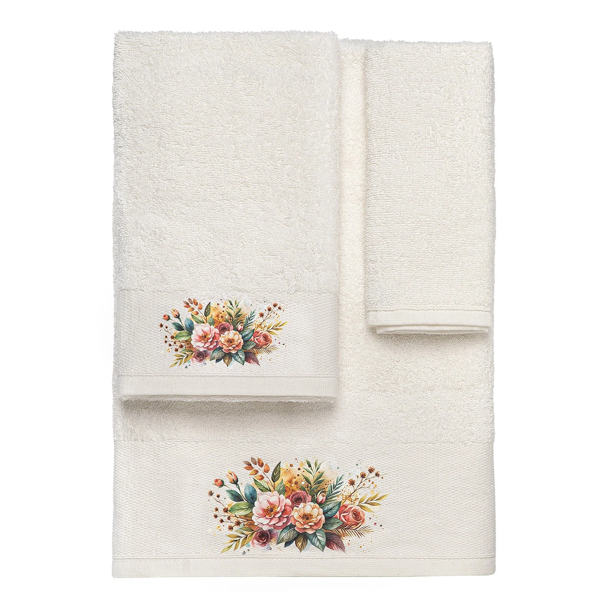 3551 Beauty Home Σετ πετσέτες 3τμχ με εκτύπωση Art 3551 (30x50+50x90+70x140) Εκρού