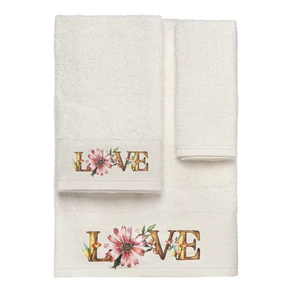 Beauty Home Σετ πετσέτες 3τμχ με εκτύπωση Art 3554 (30x50+50x90+70x140) Εκρού