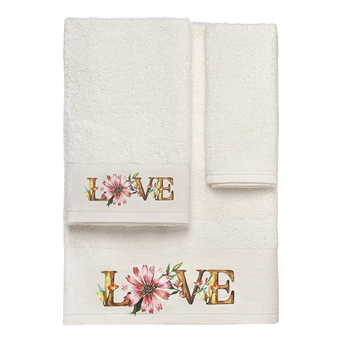 3554 Beauty Home Σετ πετσέτες 3τμχ με εκτύπωση Art 3554 (30x50+50x90+70x140) Εκρού