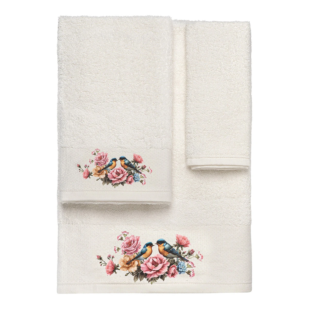 3555 Beauty Home Σετ πετσέτες 3τμχ με εκτύπωση Art 3555 (30x50+50x90+70x140) Εκρού