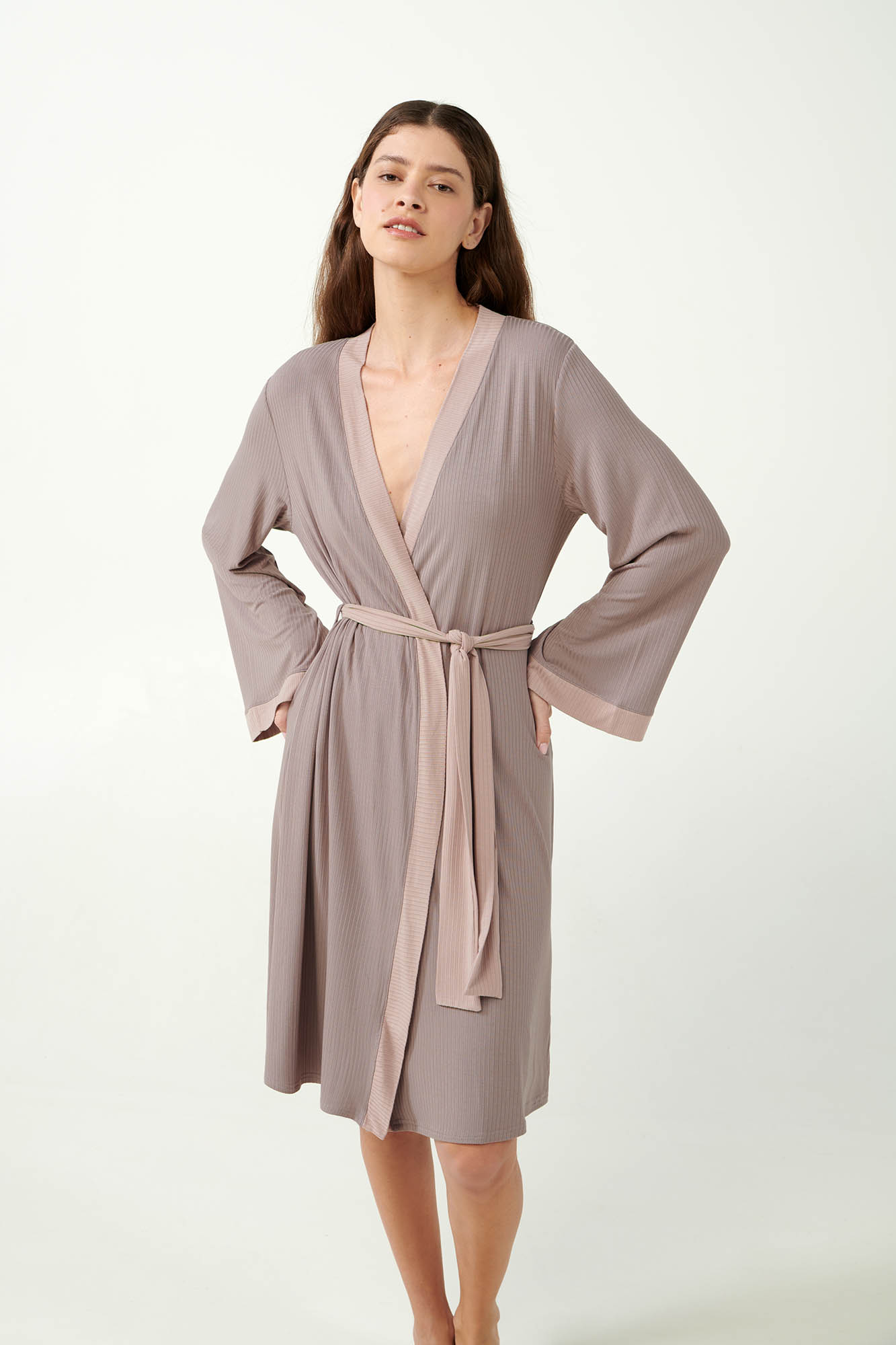 3_0017680294 Σταυρωτή Bamboo Rib Ρόμπα