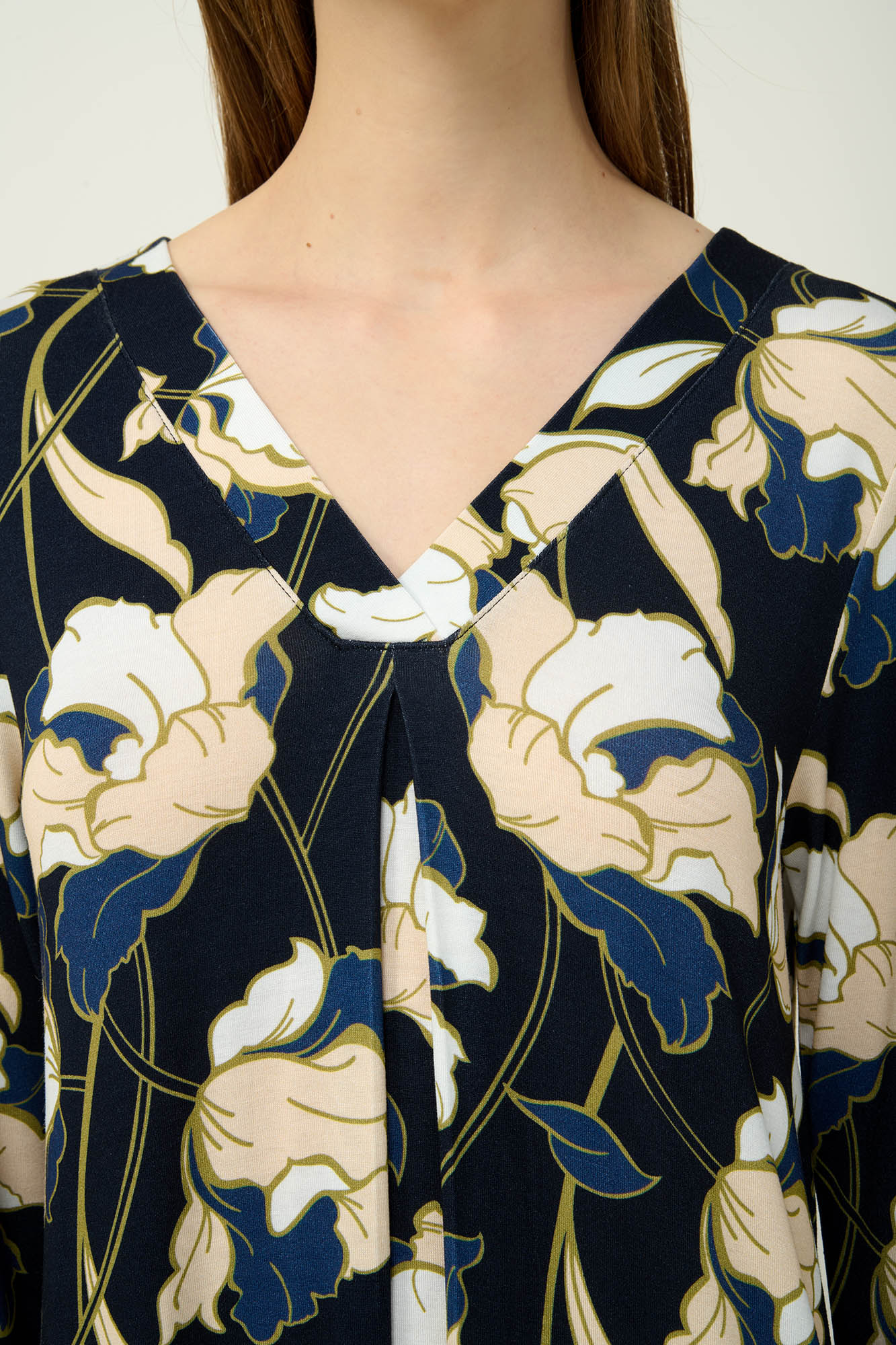 Φλοραλ Νυχτικό Viscose με Πιέτα