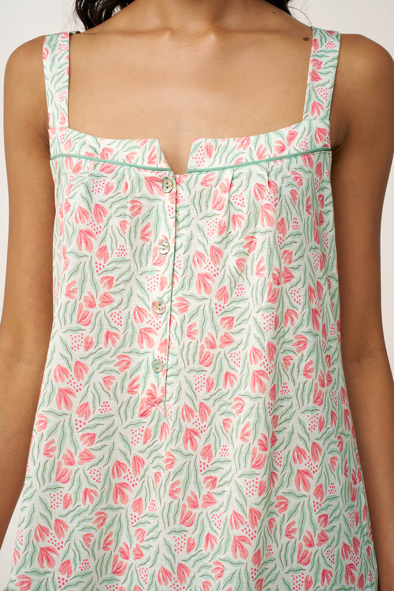 Cotton-Modal Φλοράλ Νυχτικό με Πατιλέτα