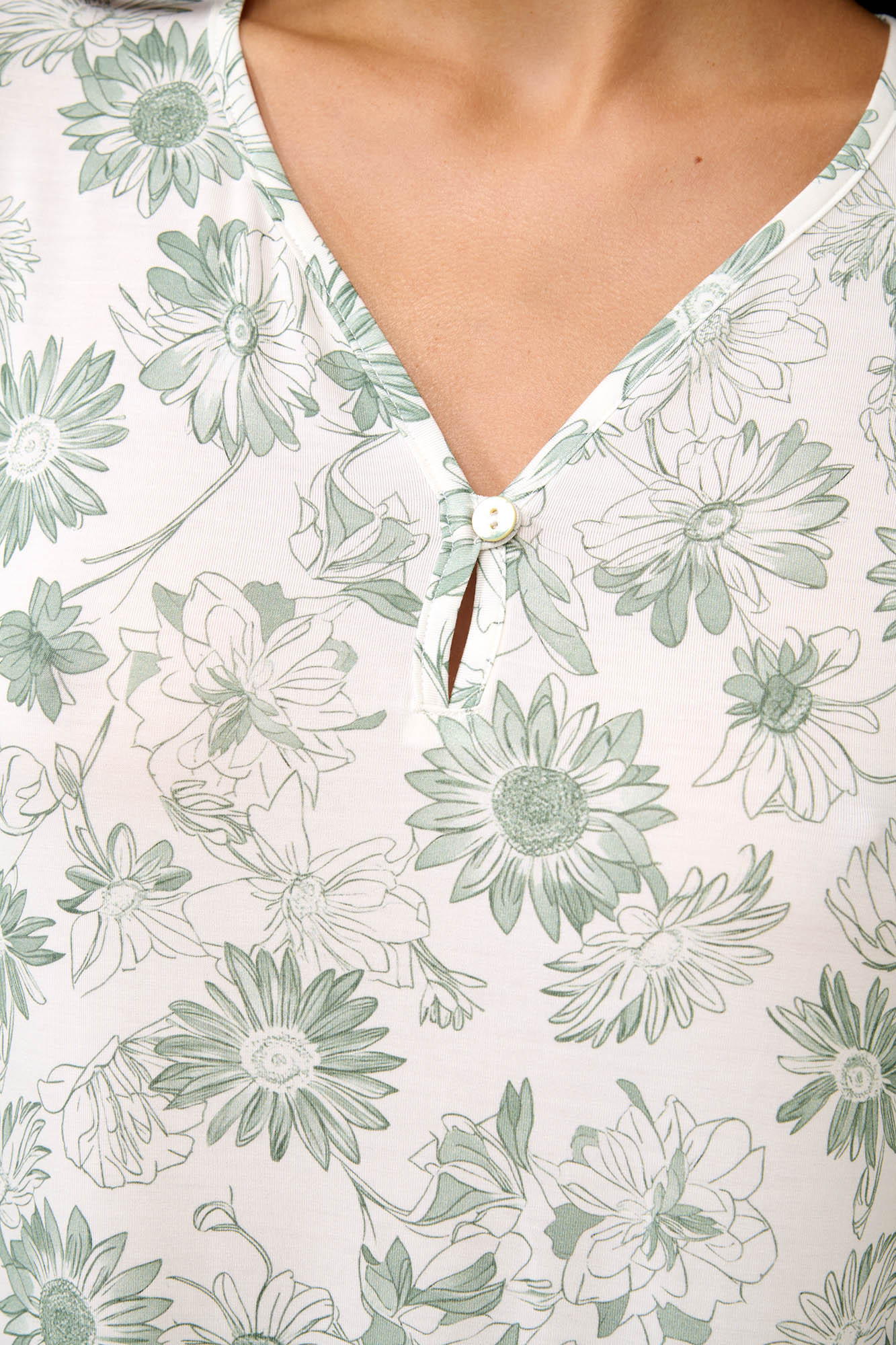 3_0078458803 Καλοκαιρινό Νυχτικό Micromodal με Ηλιοτρόπια