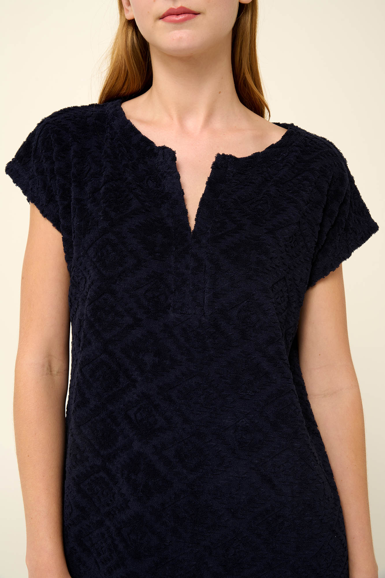 3_0083894973 Μονόχρωμο Frottee Φόρεμα Θαλάσσης