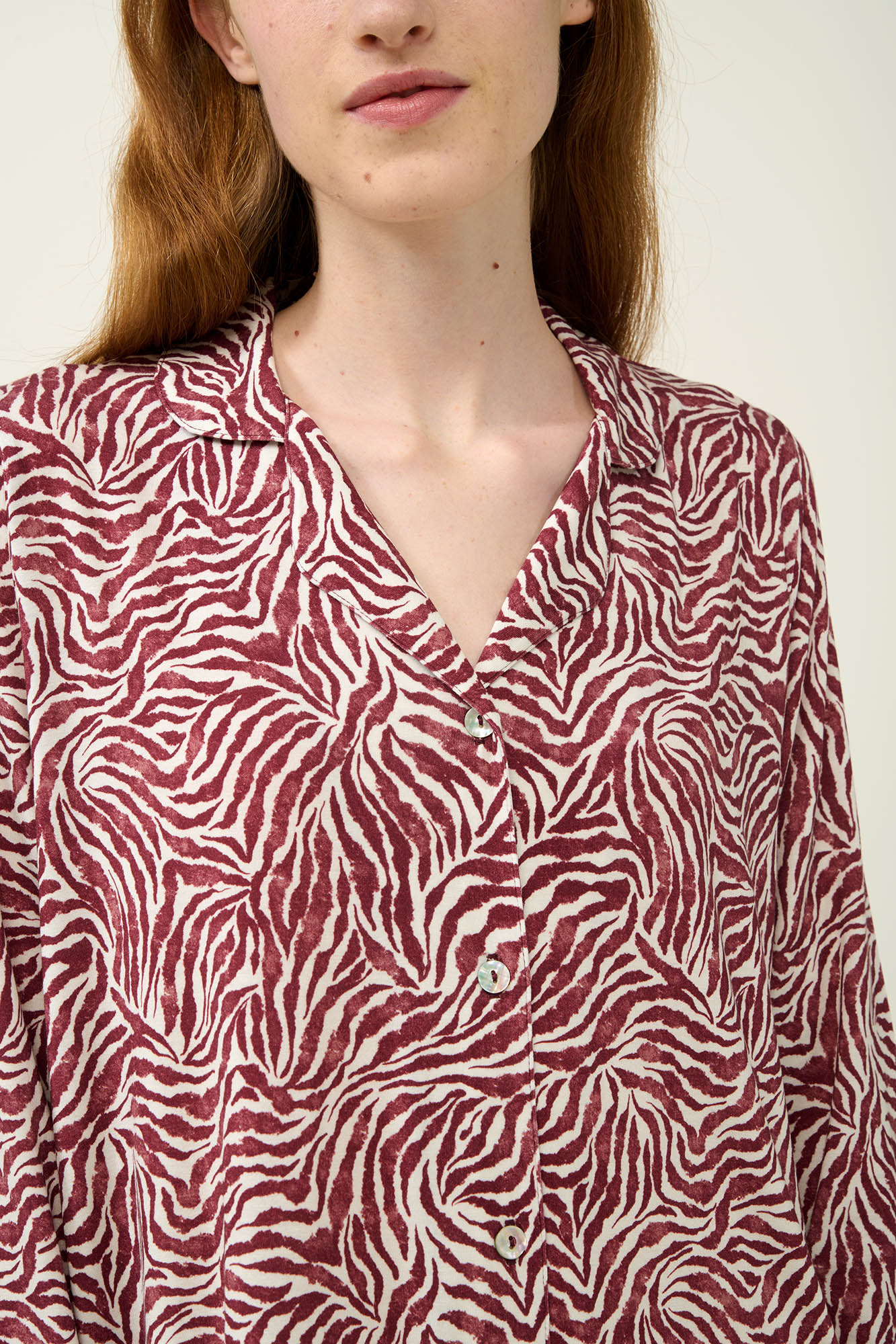 Κουμπωτό Νυχτικό Micromodal με Μοτίβο Ζέβρας