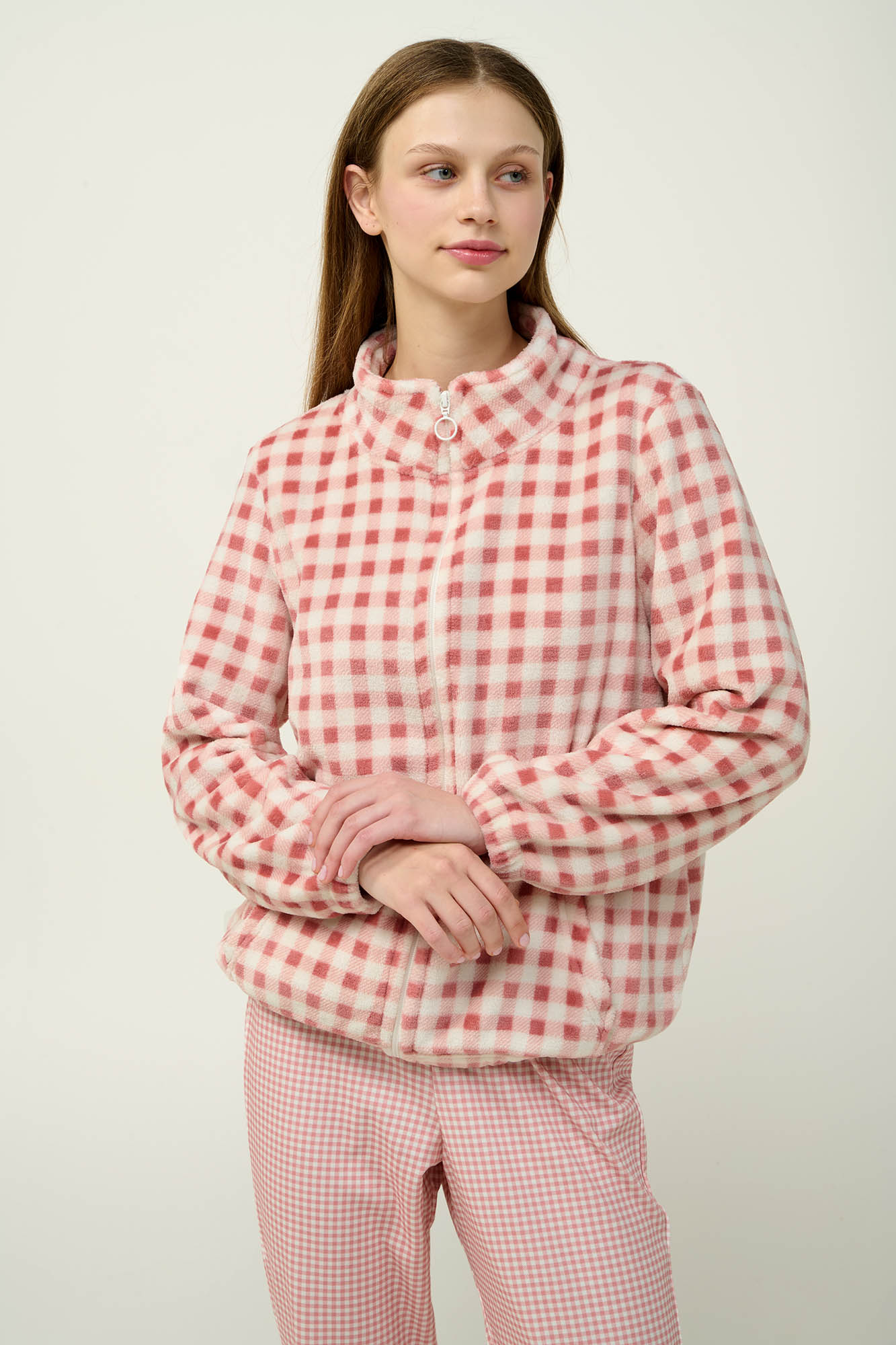 Γυναικεία Fleece Ρόμπα με Φερμουάρ