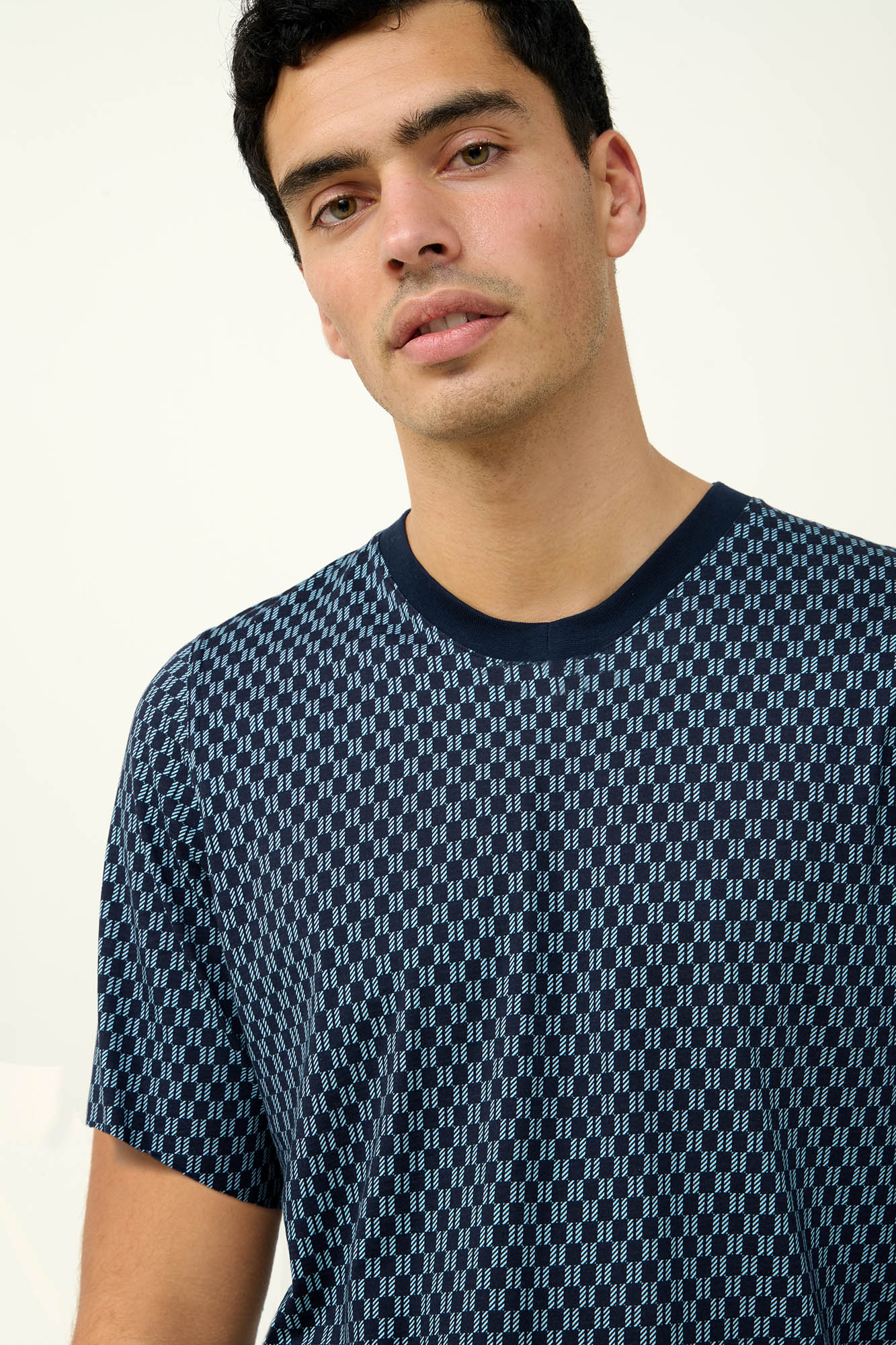 3_0142659359 Ανδρική Βαμβακερή Πυτζάμα με Κοντό Μανίκι