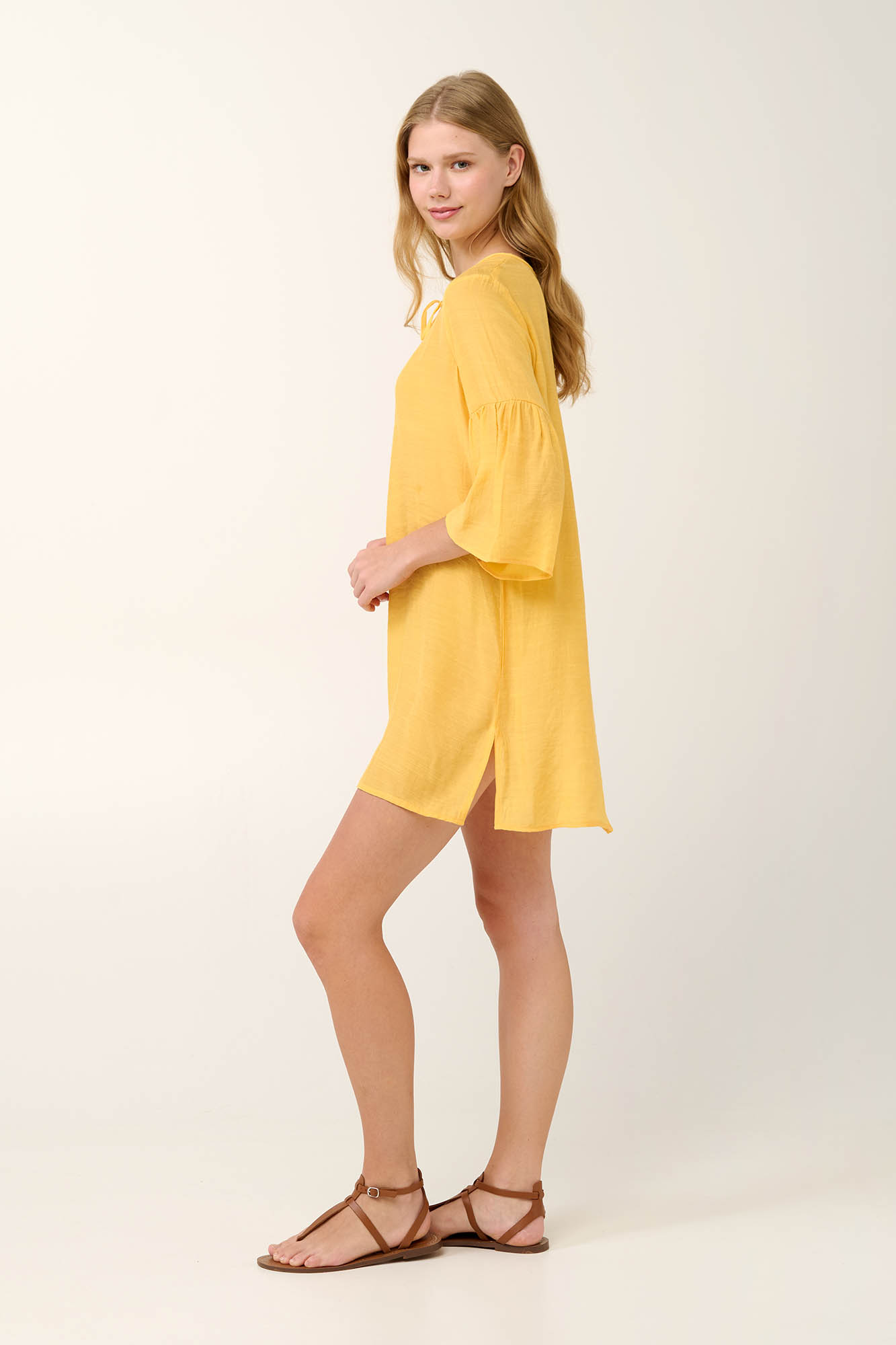 3_0166739197 Μονόχρωμο Καλοκαιρινό Φόρεμα από Viscose Gauze