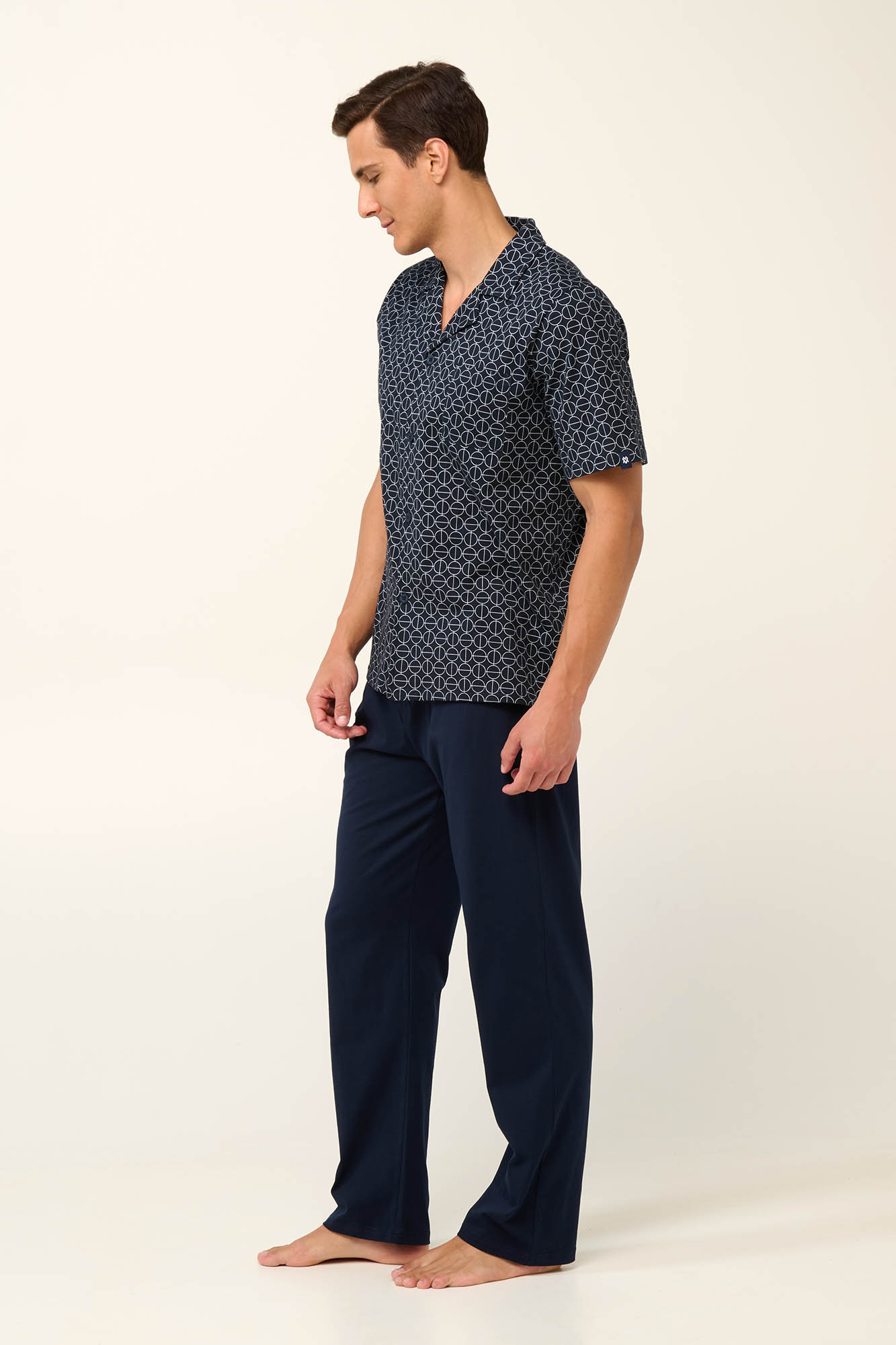 3_0235772797 Βαμβακερή Ανδρική Πυτζάμα με Κουμπιά