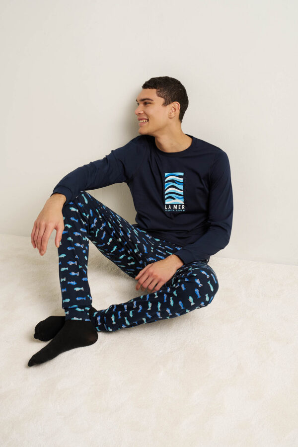 Βαμβακερή Ανδρική Πυτζάμα με Μανσέτες