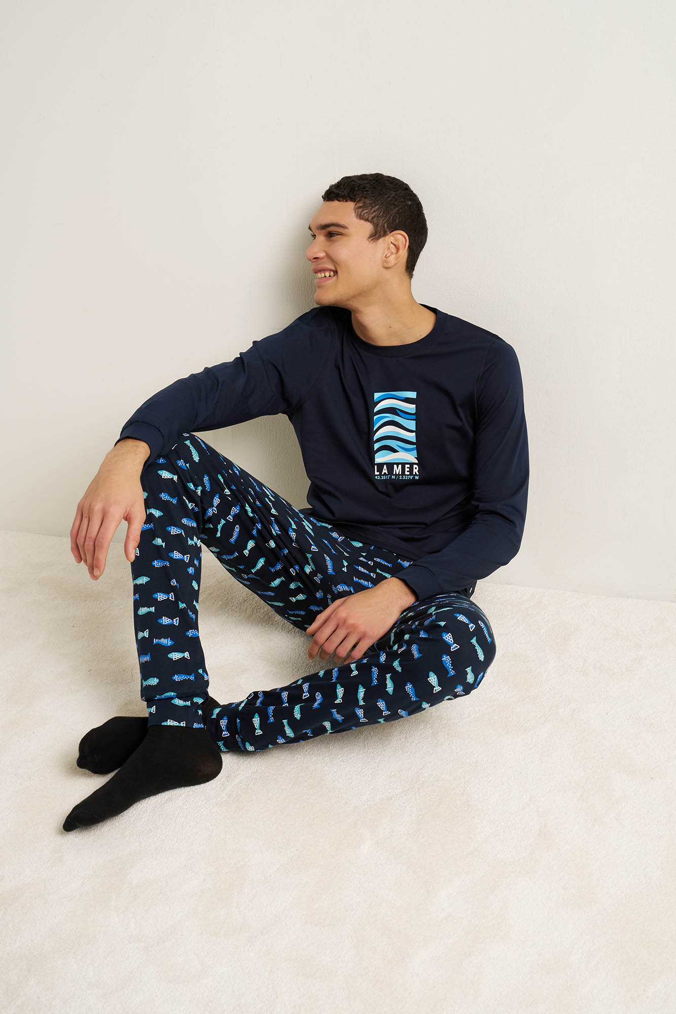 Βαμβακερή Ανδρική Πυτζάμα με Μανσέτες