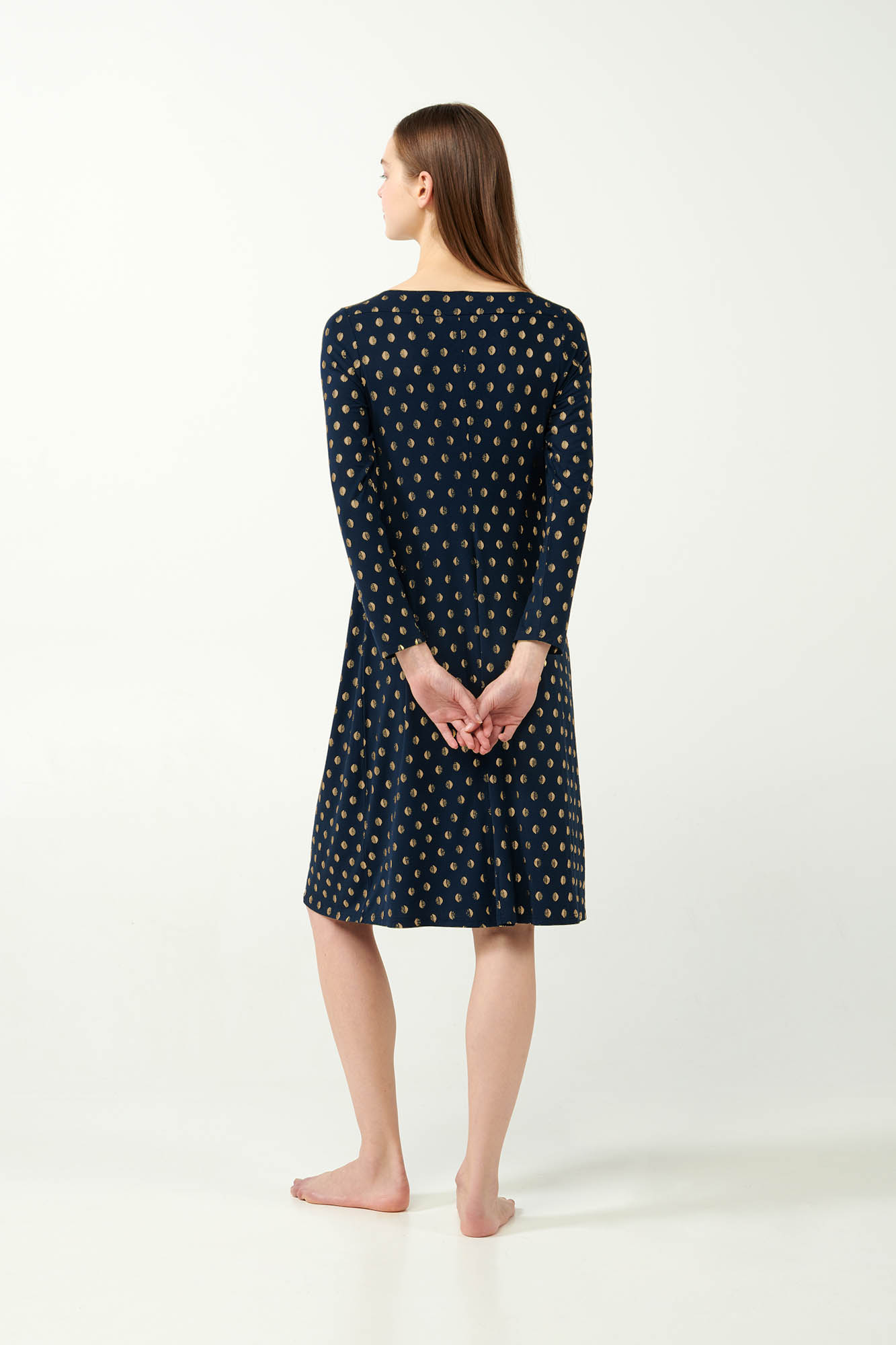 3_0302963499 Νυχτικό Micromodal με Χρυσό Μοτίβο