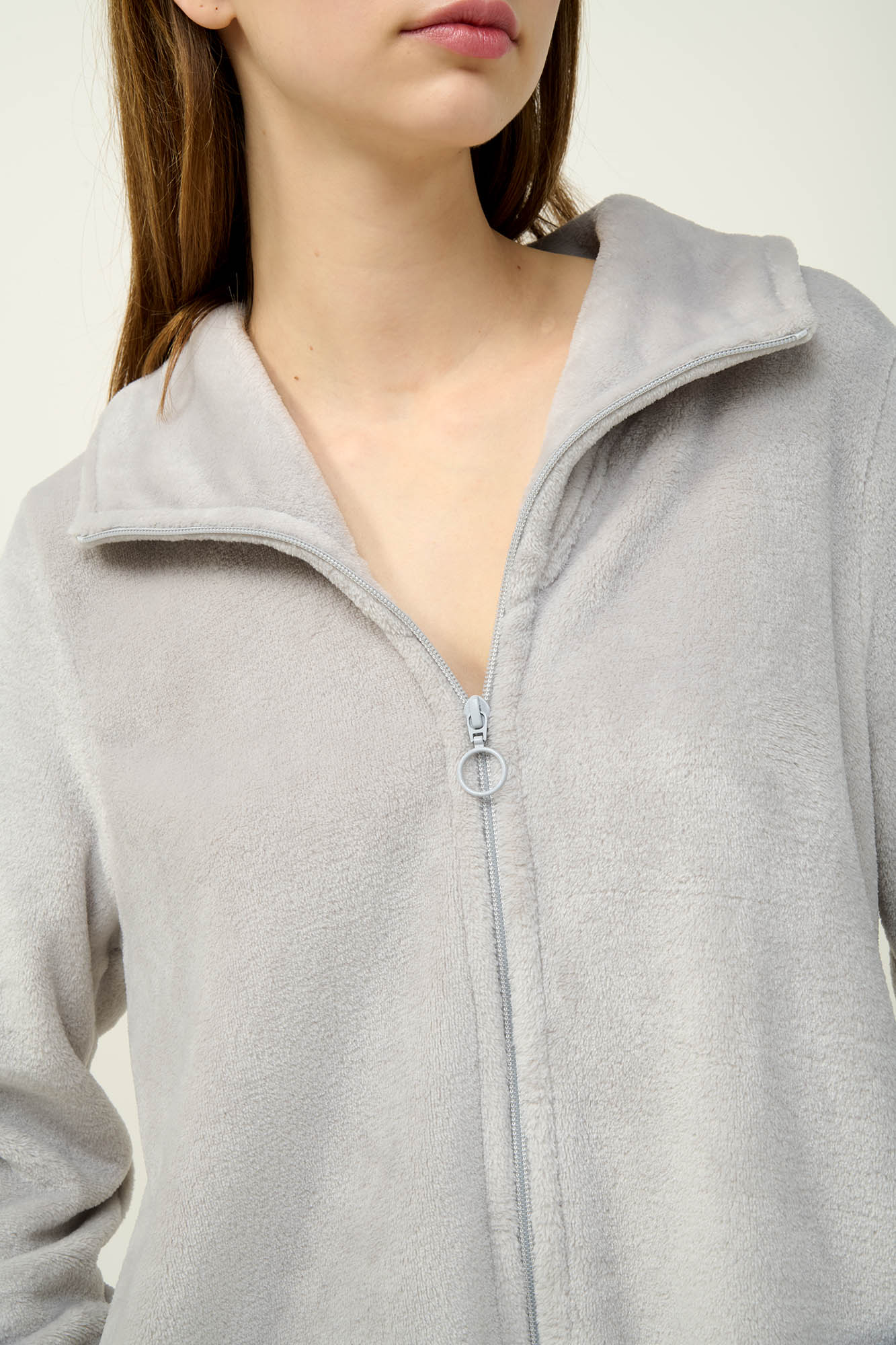 Γυναικεία Fleece Ρόμπα με Φερμουάρ