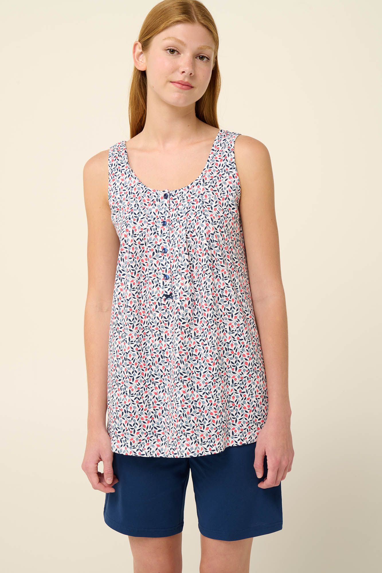 3_0360095266 Βαμβακερή Γυναικεία Πυτζάμα με Κοντό Παντελόνι