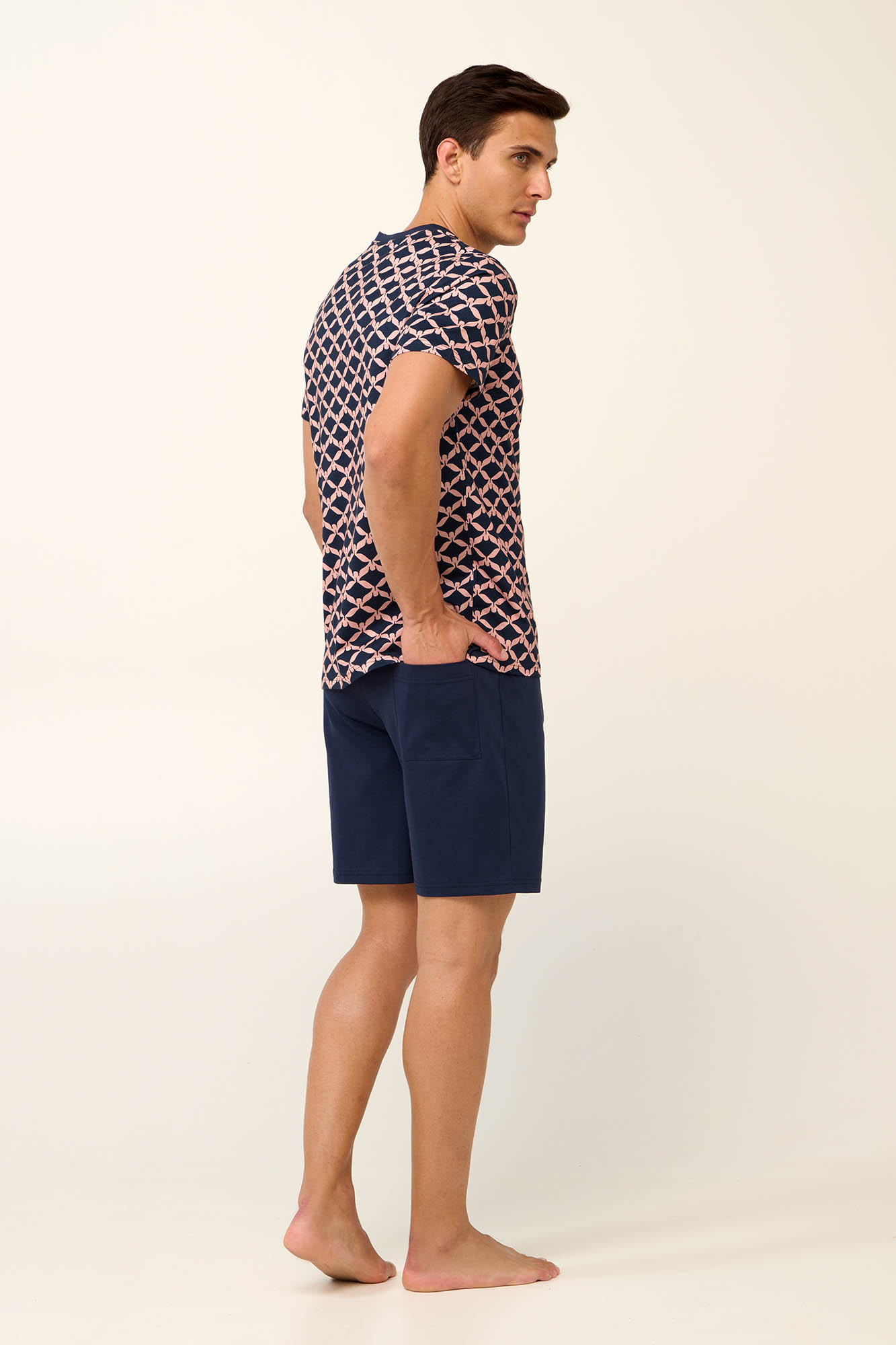 3_0360590533 Βαμβακερή Ανδρική Πυτζάμα με V Λαιμόκοψη