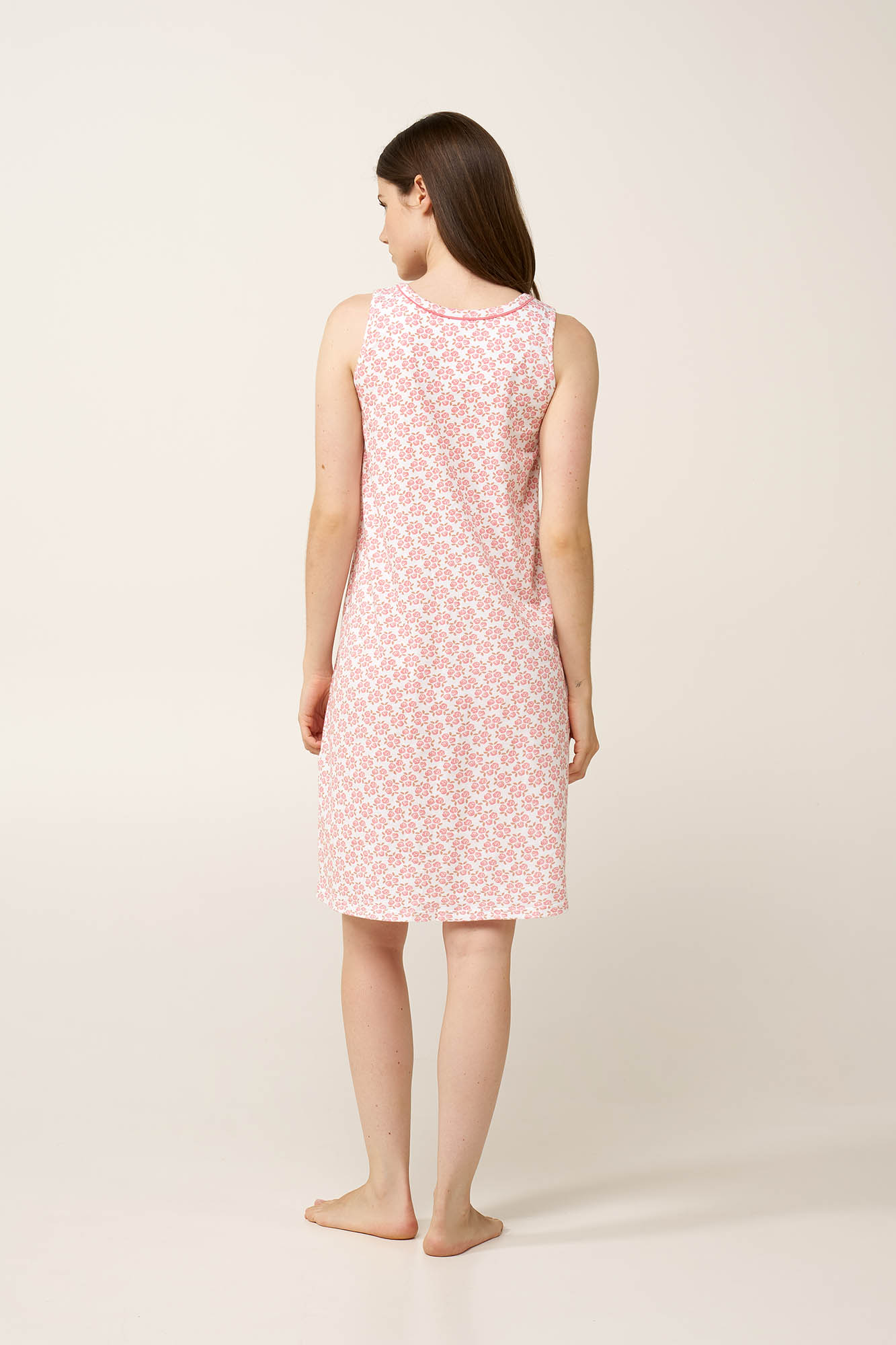 Αμάνικο Βαμβακερό Νυχτικό με Πιέτα