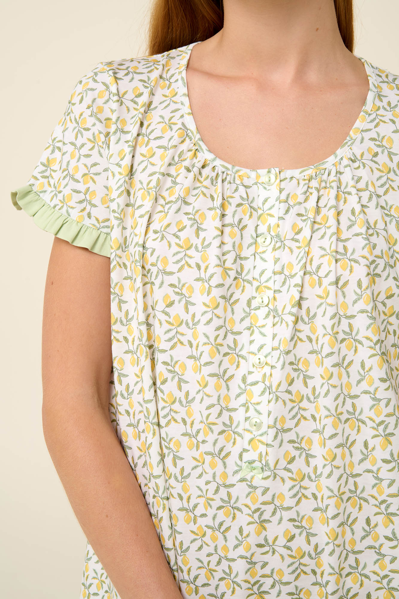 Βαμβακερό Καλοκαιρινό Νυχτικό με Σούρες και Πατιλέτα