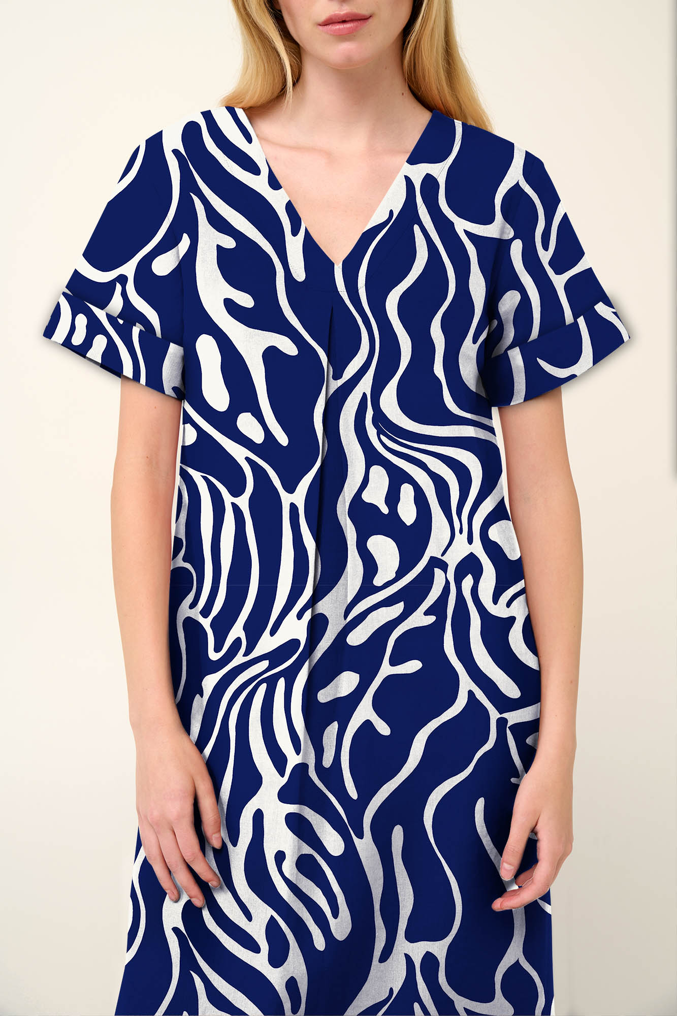 Καλοκαιρινό Φόρεμα από Ποπλίνα με Πιέτα