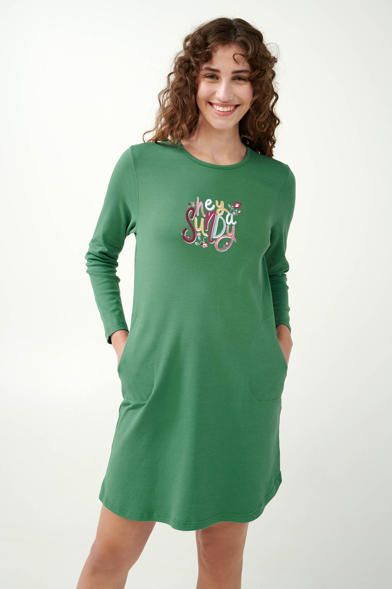 3_0435101528 Νυχτικό Interlock με Patchwork Τσέπες