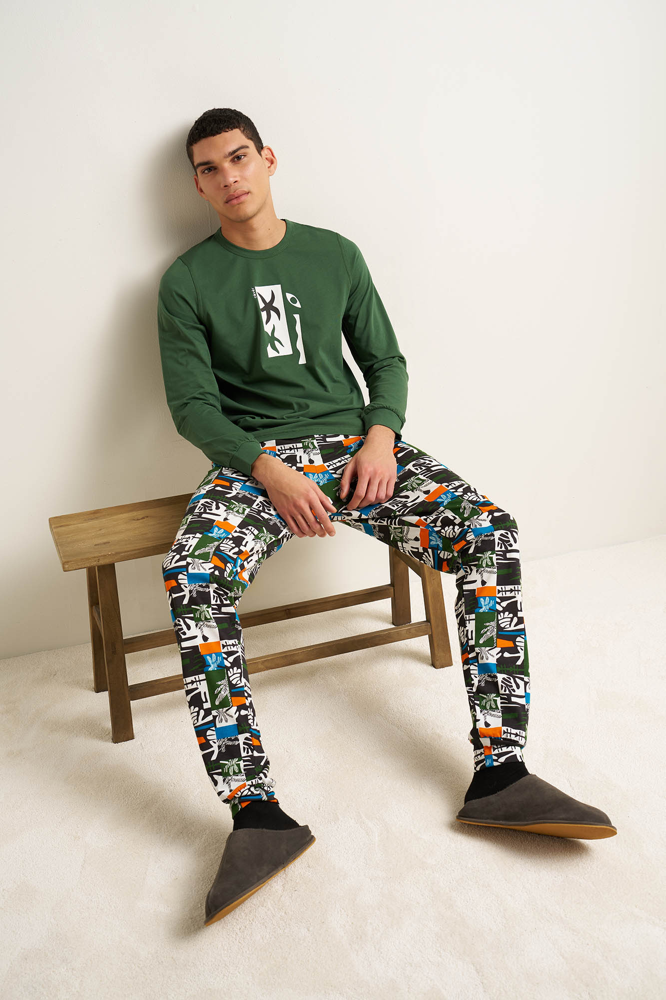 Ανδρική Βαμβακερή Πυτζάμα με Μανσέτες