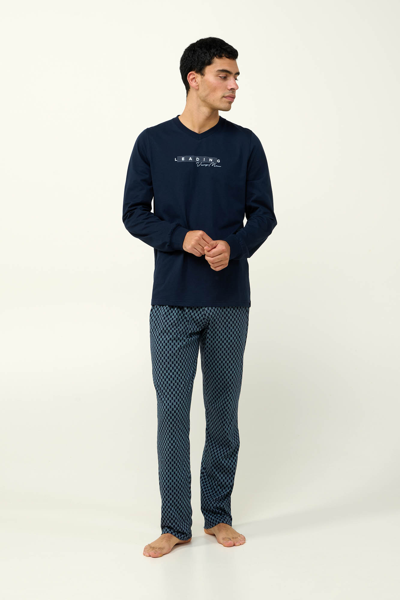 Ανδρική Βαμβακερή Πυτζάμα με Μανσέτες