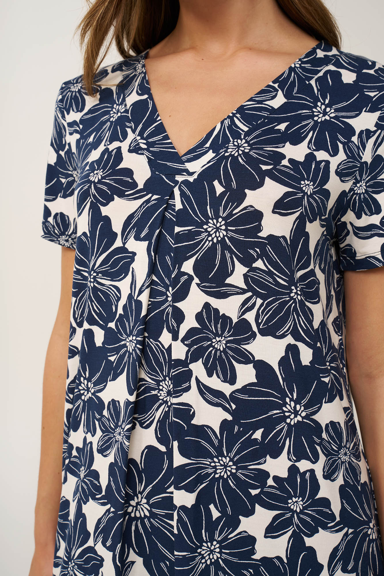 Micromodal Φλοράλ Νυχτικό με Πιέτα