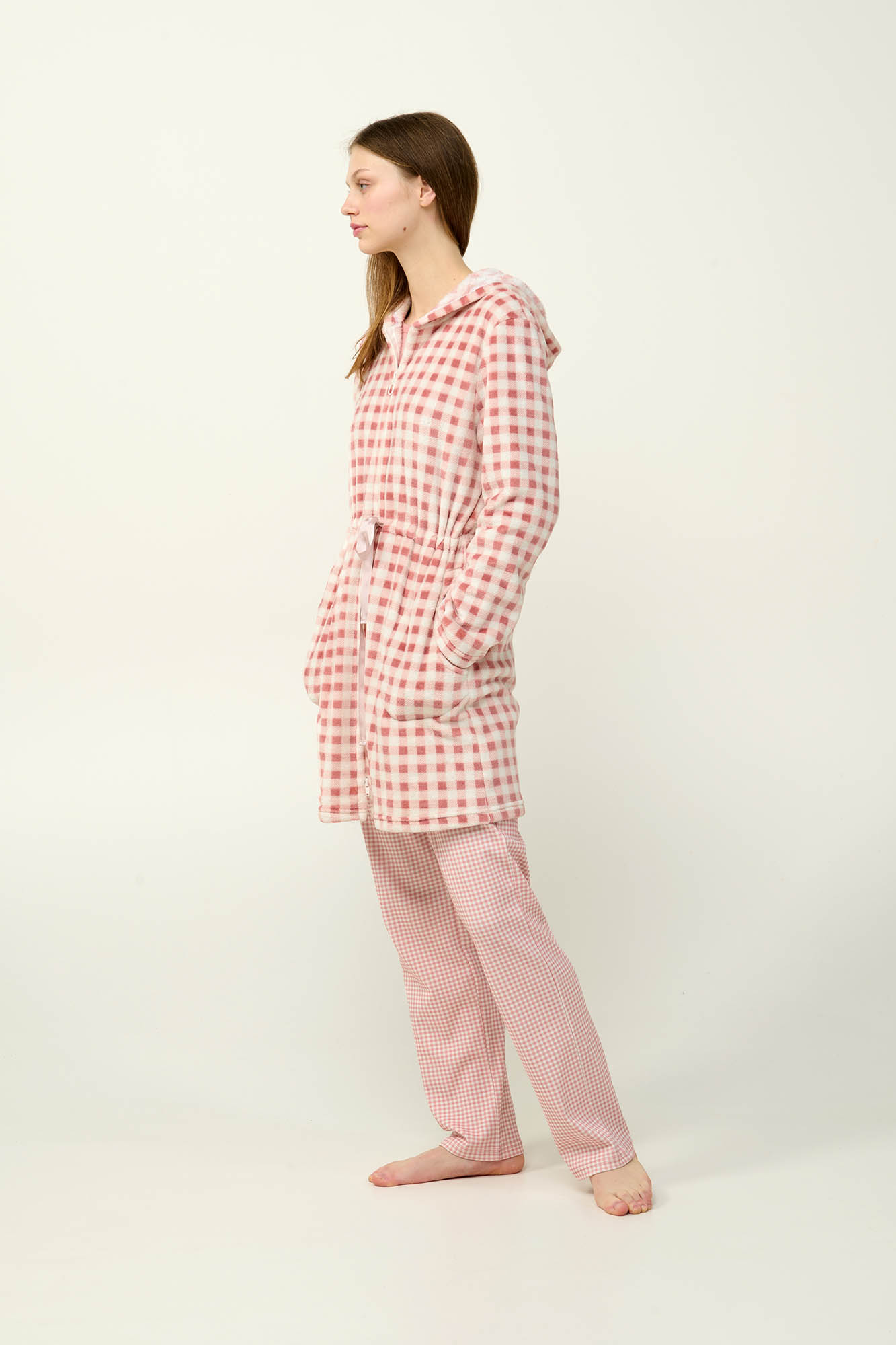 Γυναικεία Fleece Ρόμπα με Κουκούλα