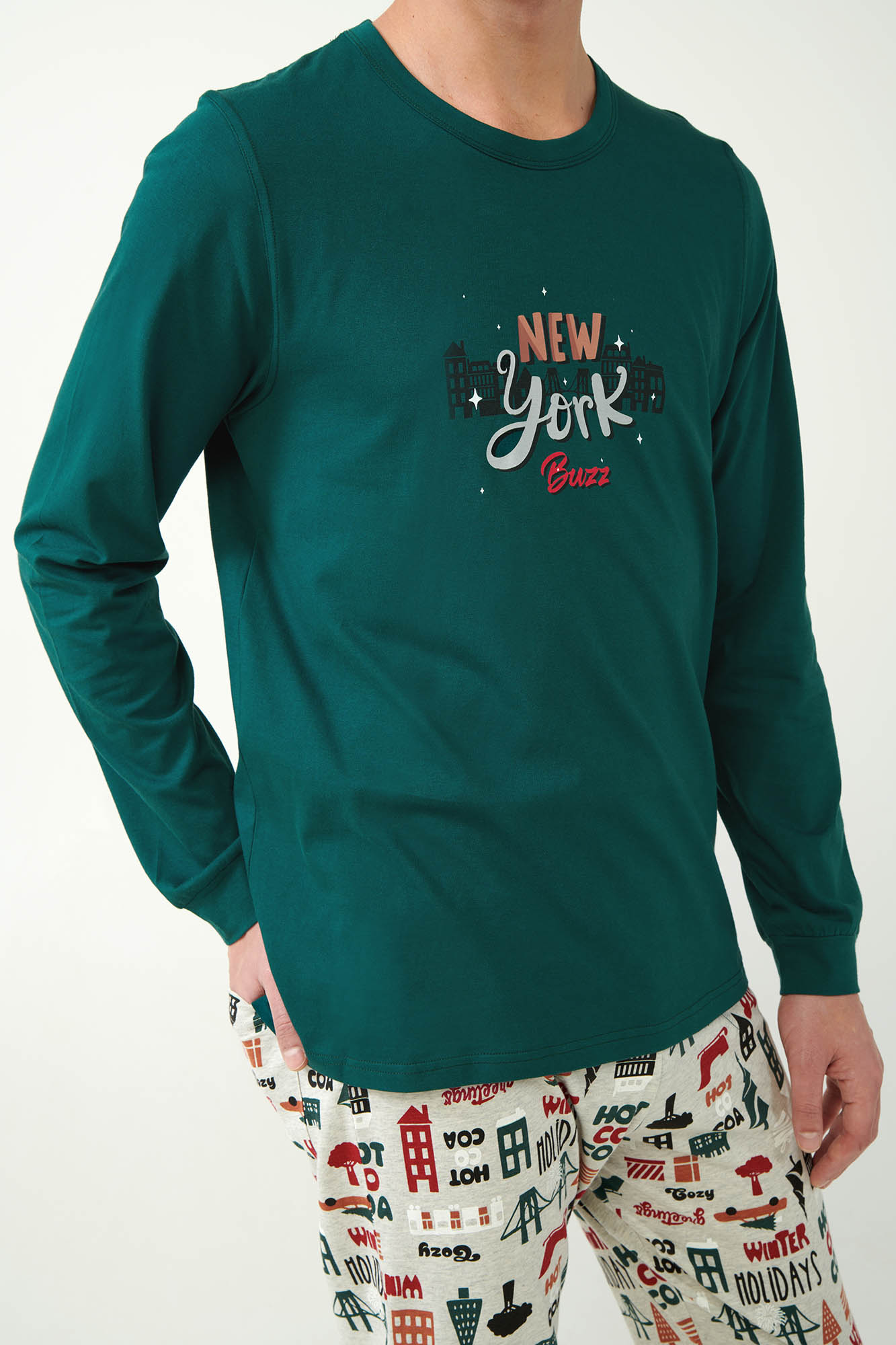 Βαμβακερή Πυτζάμα με Γιορτινό Μοτίβο