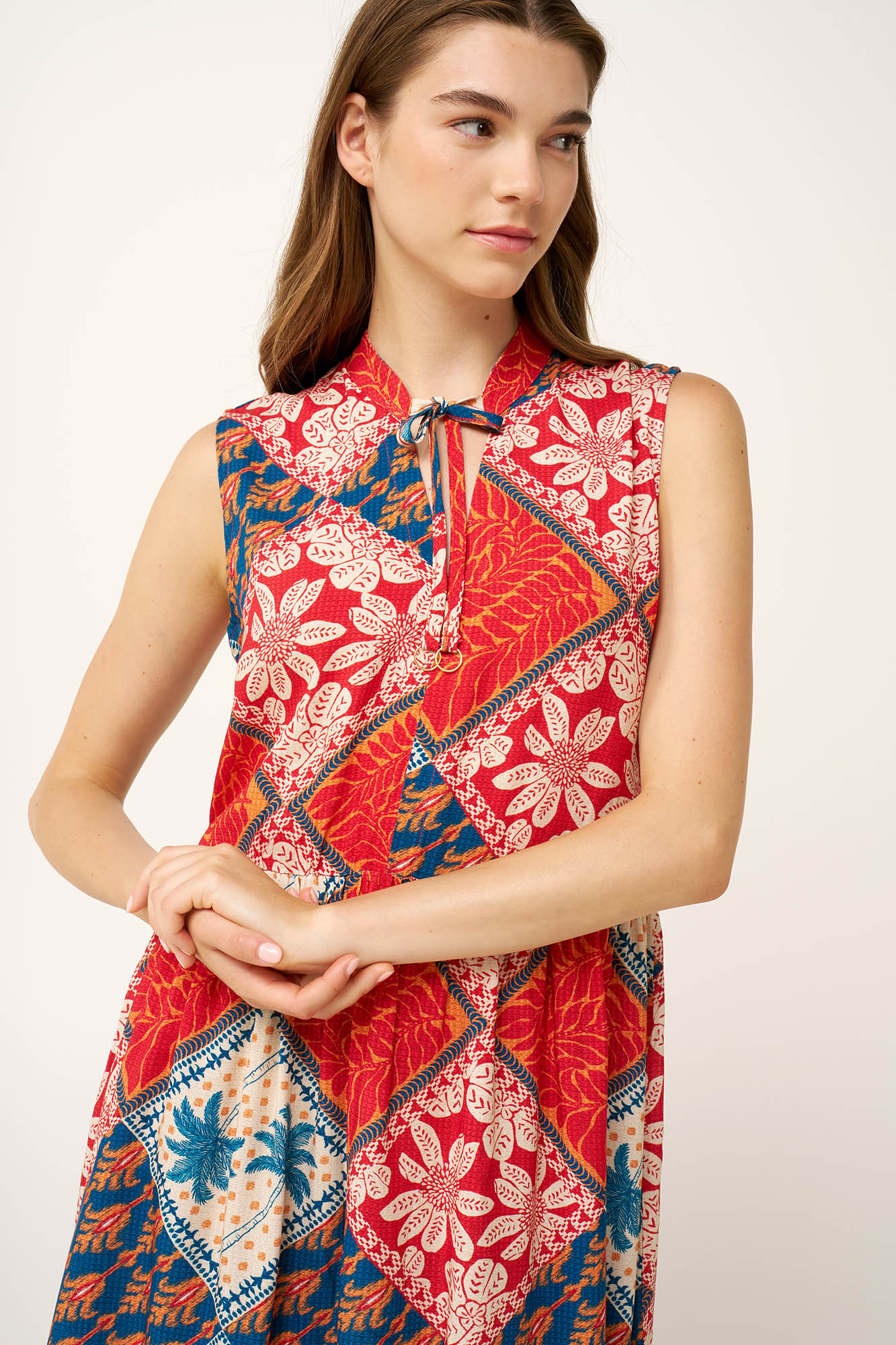 Καλοκαιρινό Φόρεμα Ποπλίνα με Τροπικό Μοτίβο