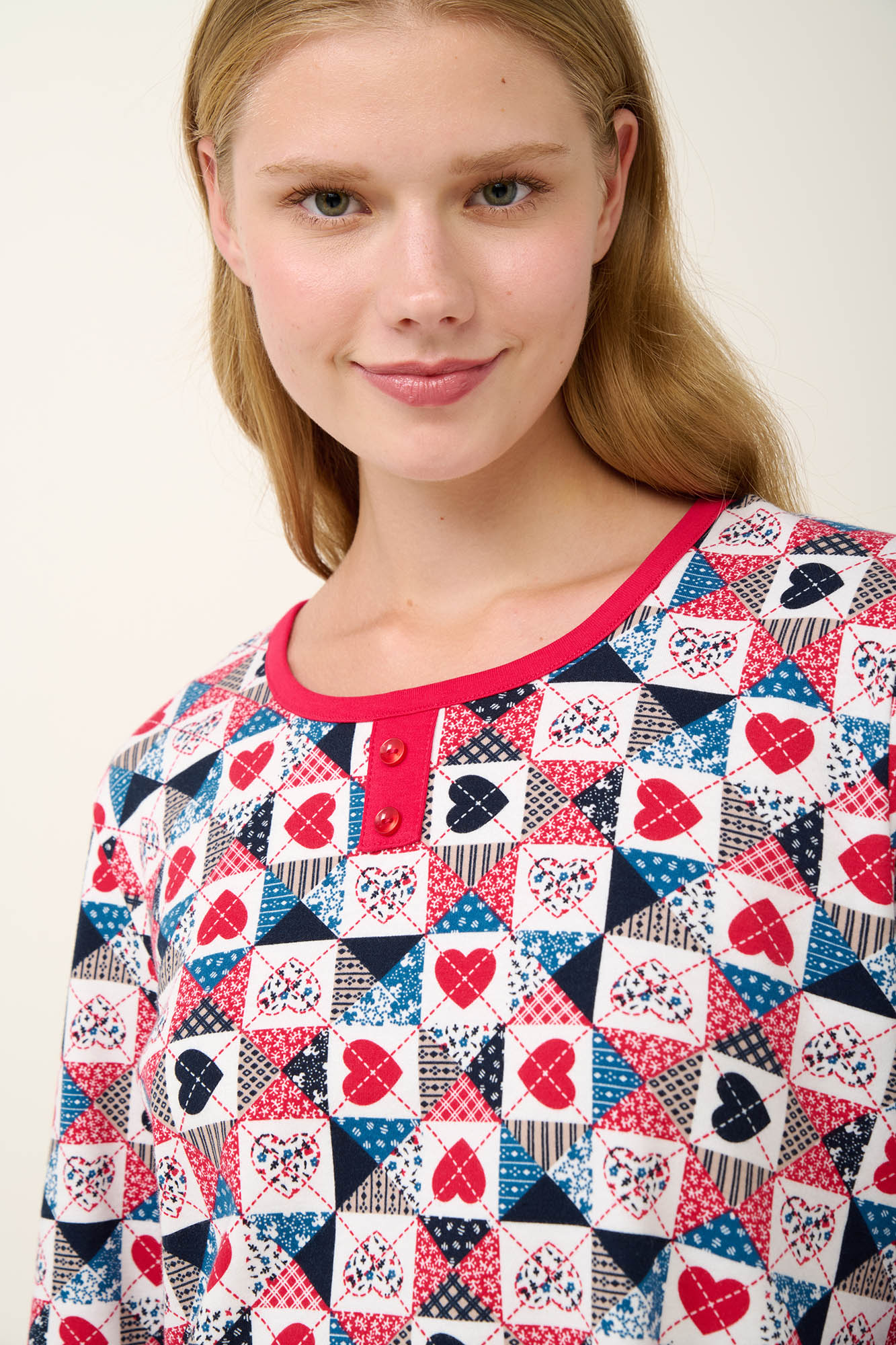 Βαμβακερές Γυναικείες Πυτζάμες με Καρδιές