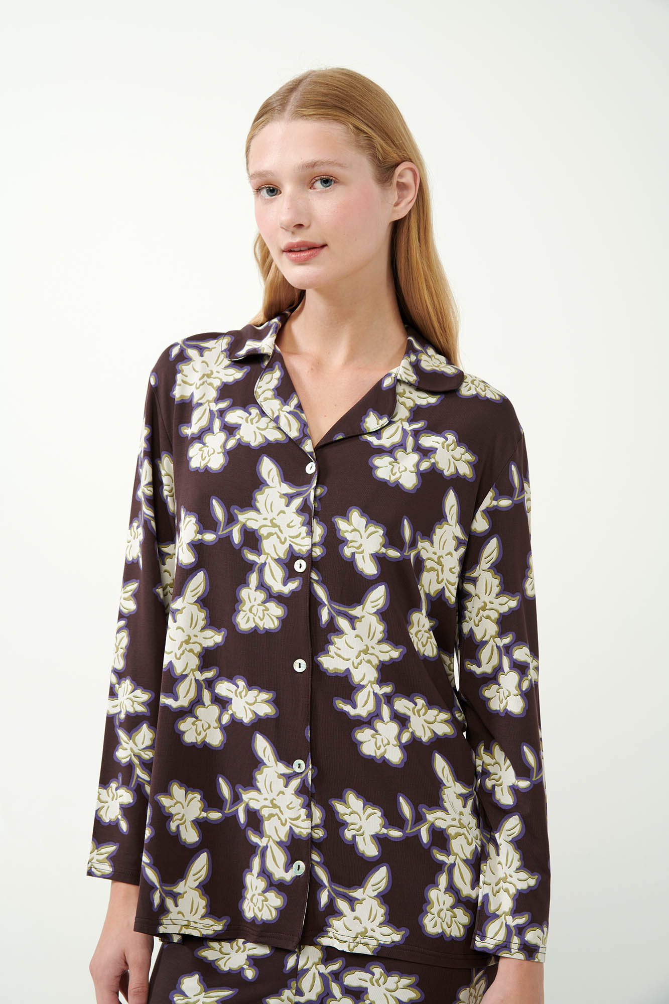 3_0601973764 Φλοράλ Κουμπωτή Πυτζάμα Micromodal