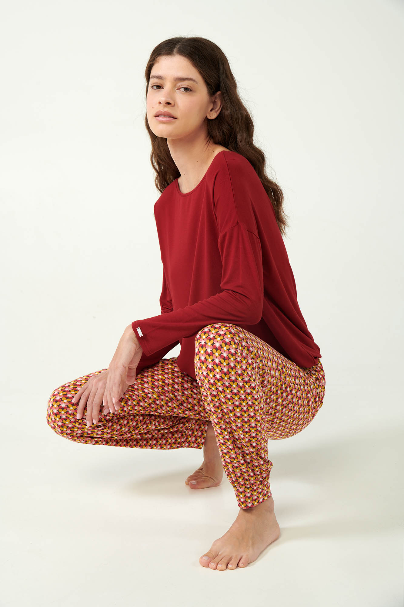 3_0638497175 Πυτζάμα Micromodal με Μονόχρωμο Τοπ