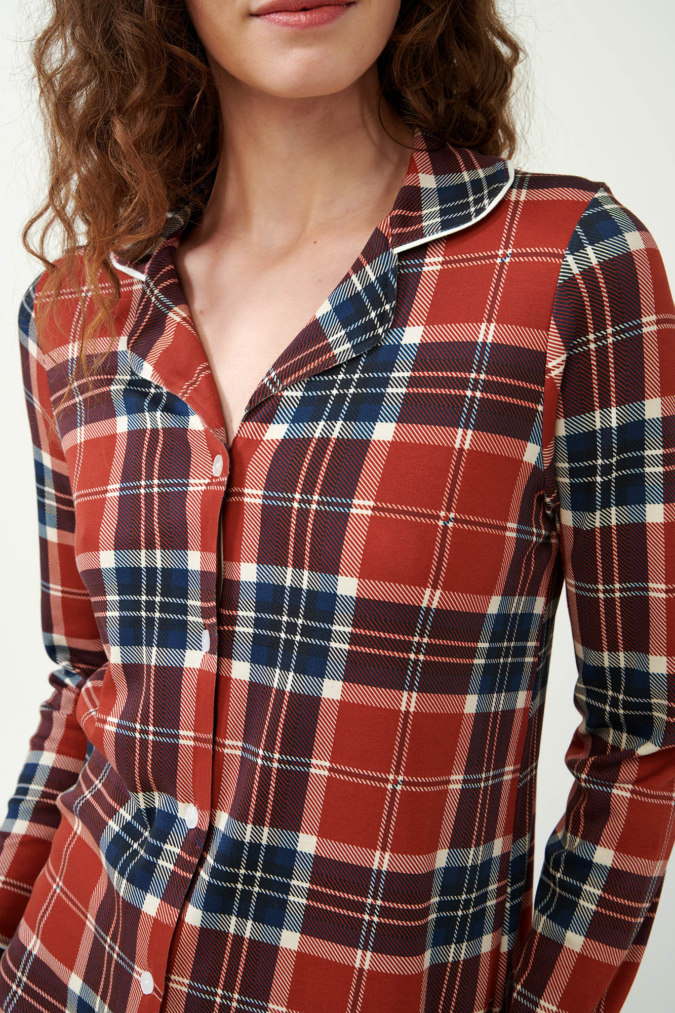 Χριστουγεννιάτικο Νυχτικό με Κουμπιά σε Ταρτάν Μοτίβο