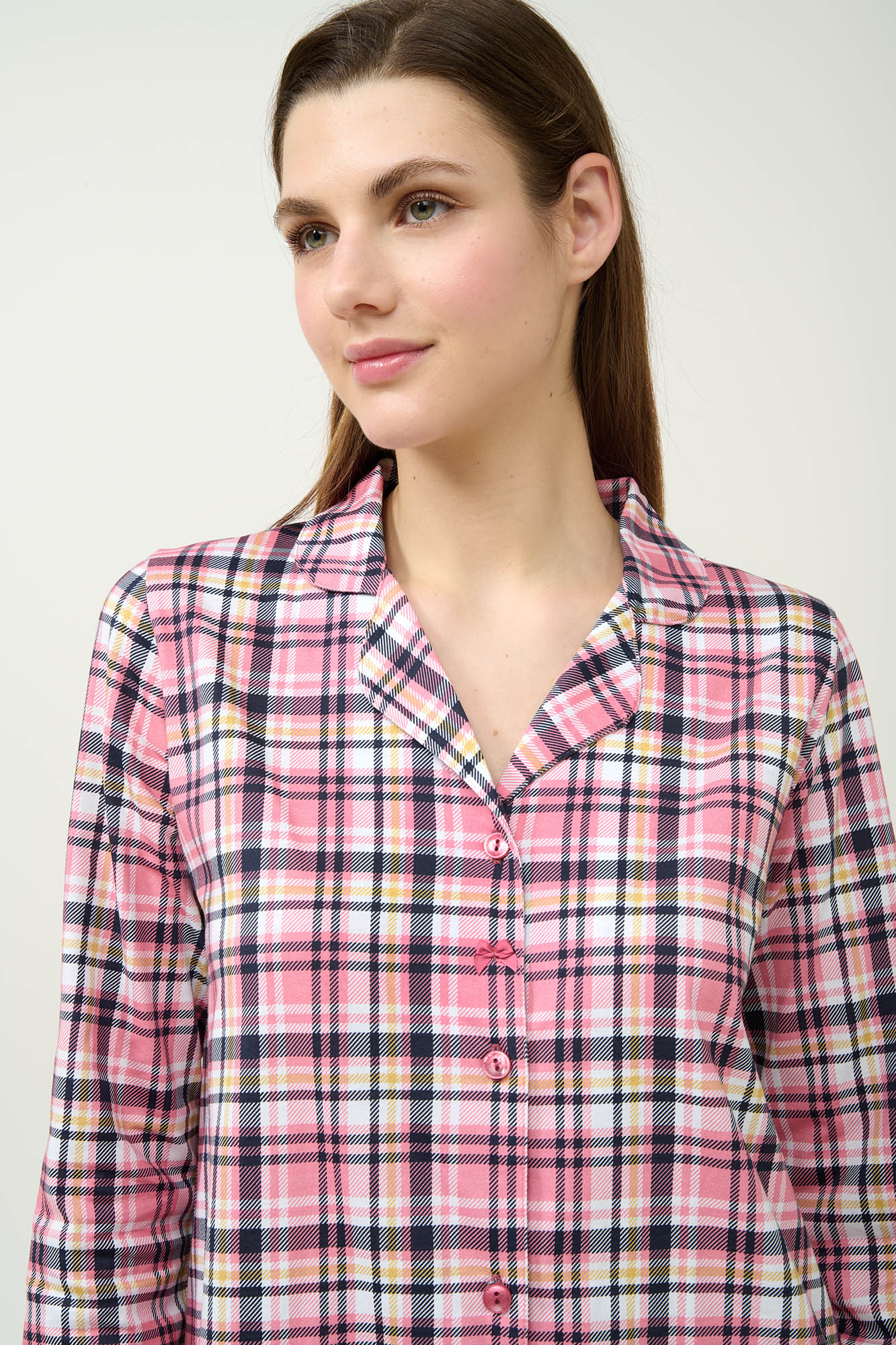 Βαμβακερό Κουμπωτό Καρό Νυχτικό