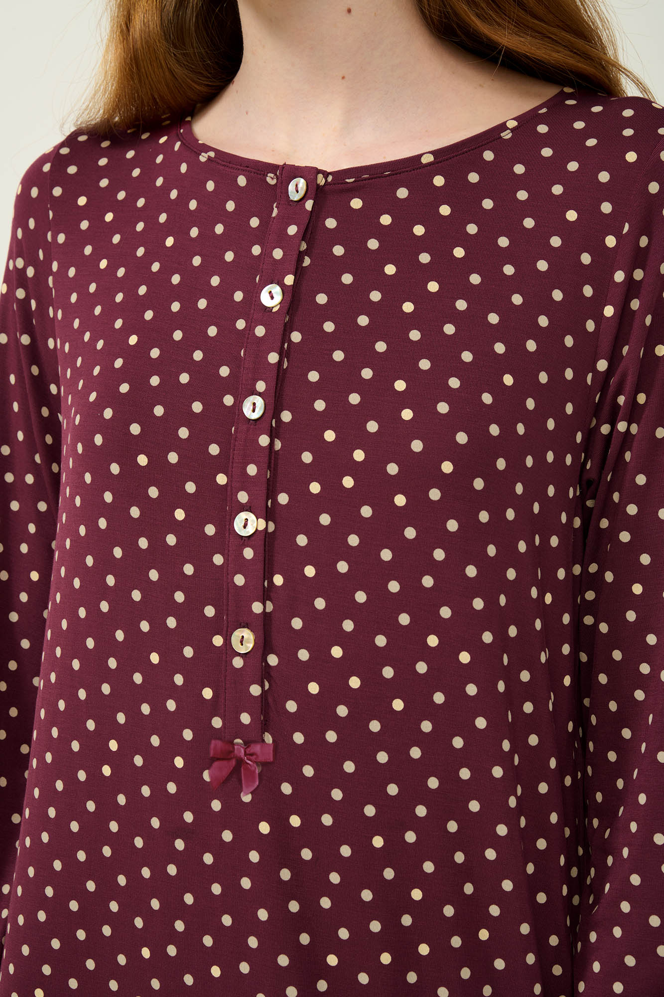 Micromodal Πουά Νυχτικό με Πατιλέτα