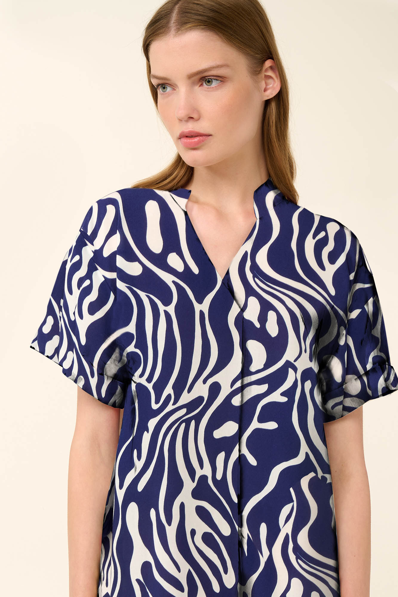 3_0810621960 Καλοκαιρινό Φόρεμα από Ποπλίνα με Κοντό Μανίκι