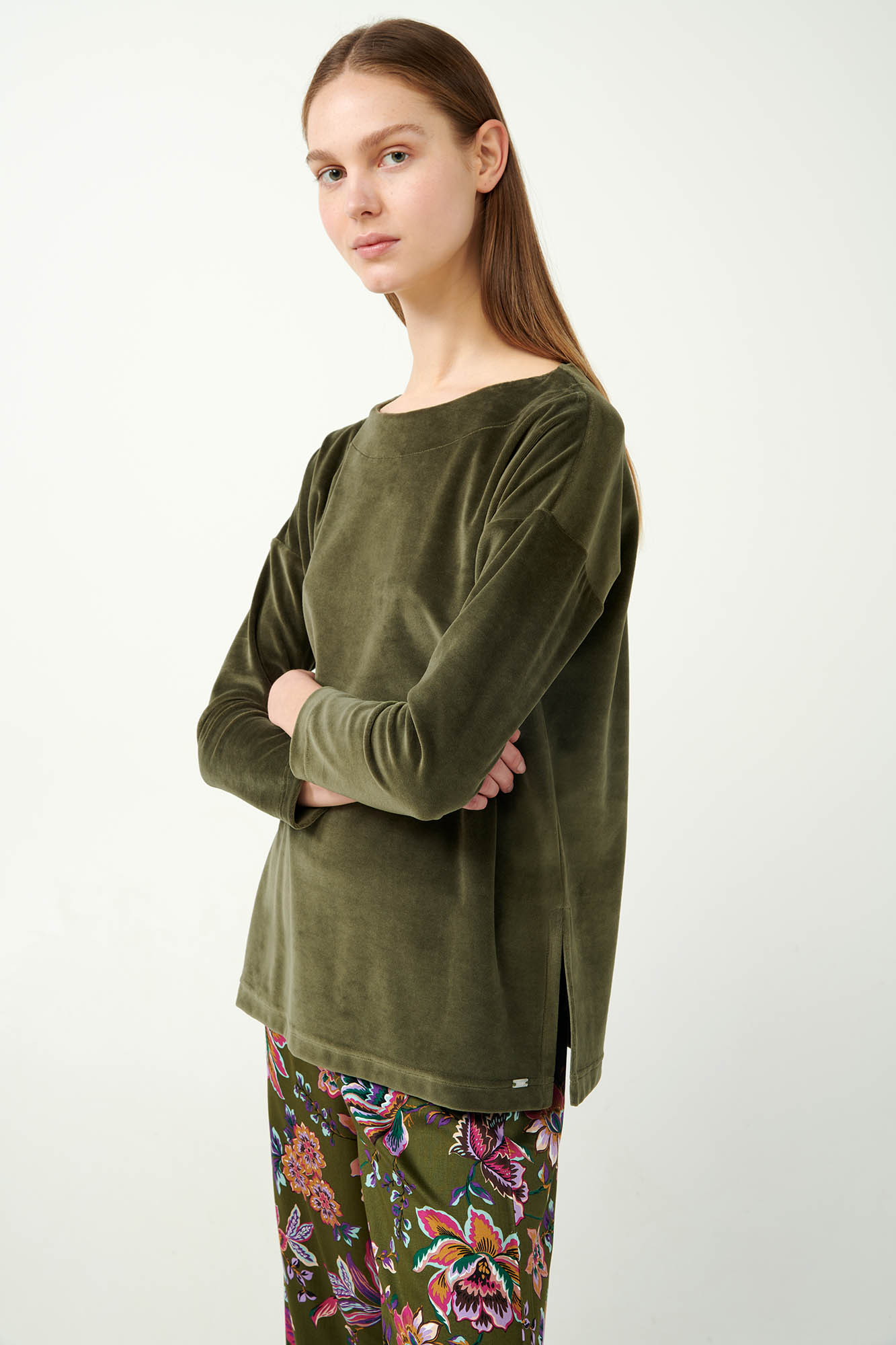 Φλοράλ Πυτζάμα με Τοπ από Βελούδο