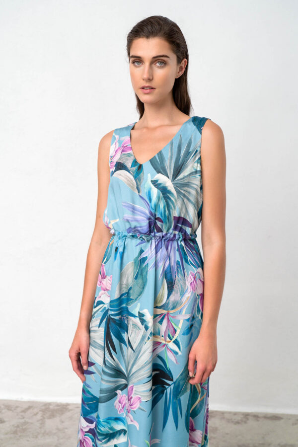 Εμπριμέ Αμάνικο Φόρεμα