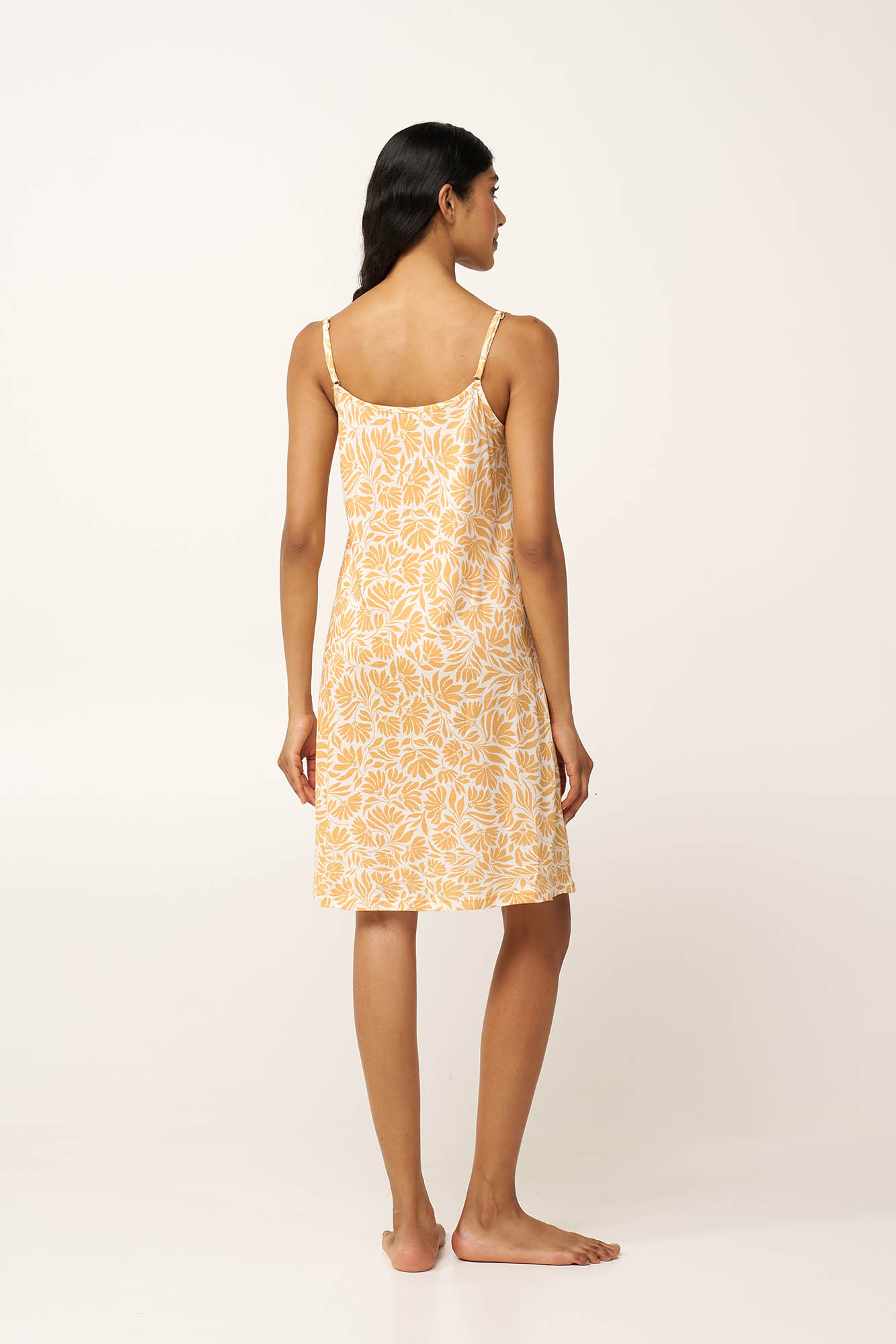 Φλοράλ Νυχτικό Cotton-Modal με Τιράντες